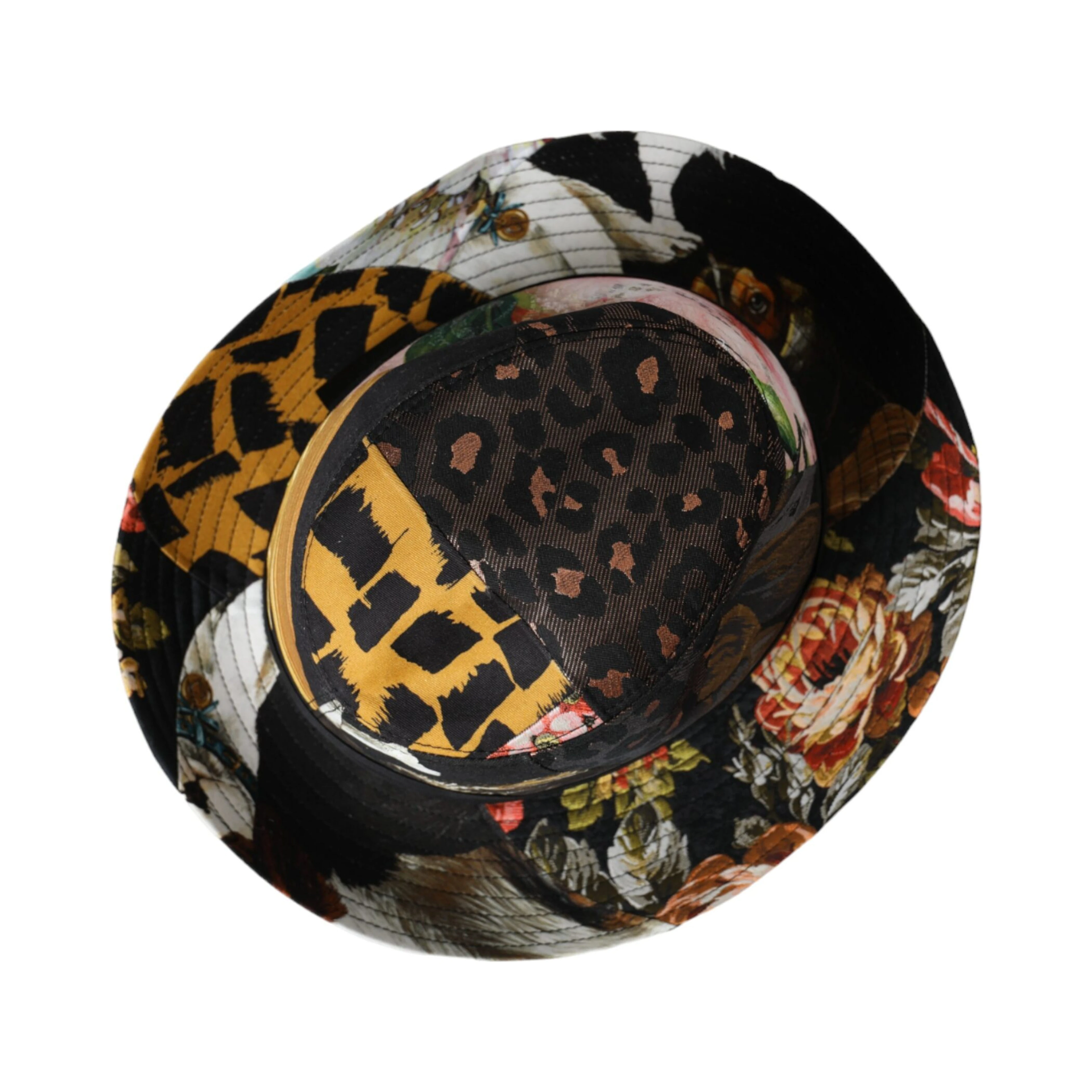 Multicolor Patchwork Women Fedora Wide Brim Hat