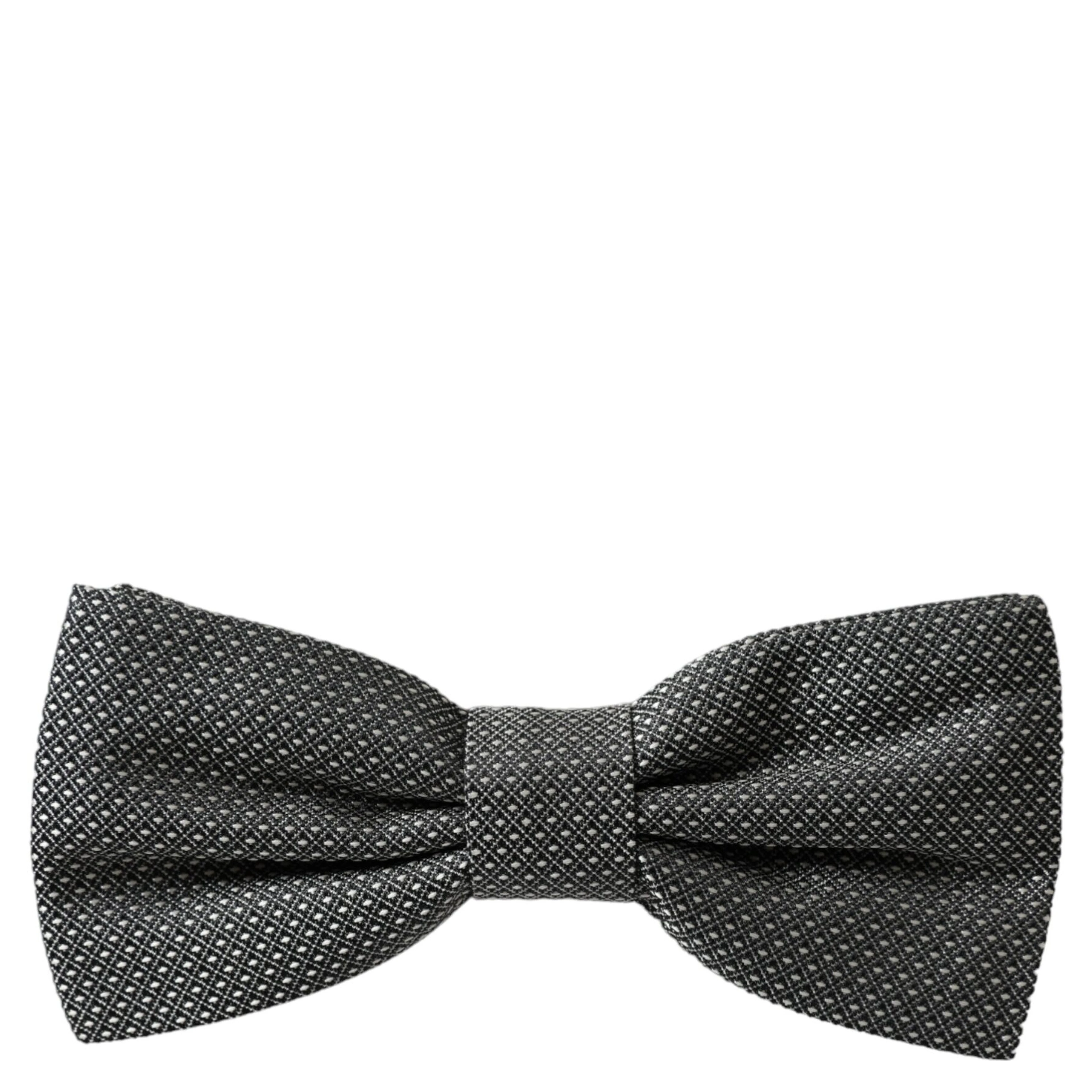 Gray Silk Patterned Adjustable Neck Men Papillon Bow Tie