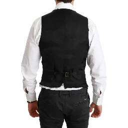 Black Solid STAFF Slim Fit Waistcoat Vest