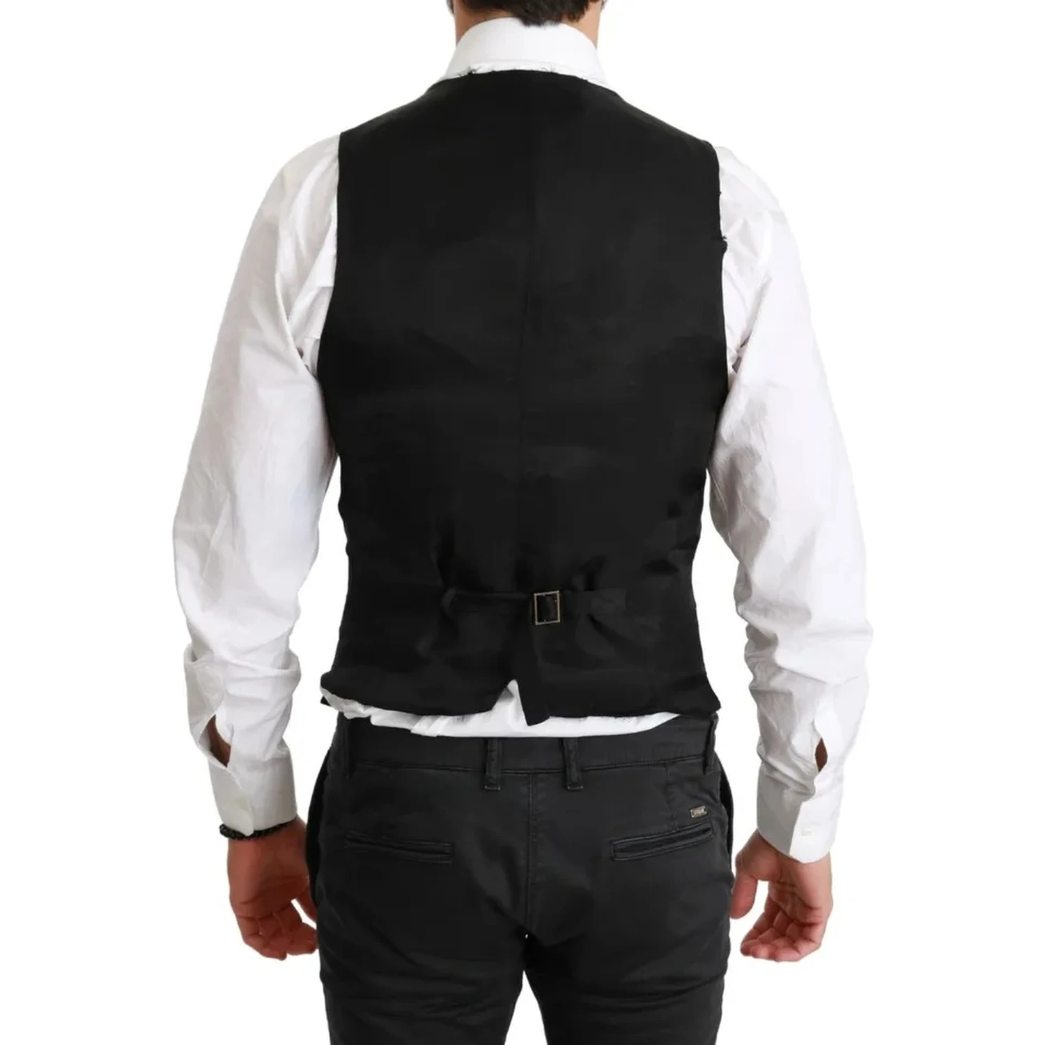 Black Solid STAFF Slim Fit Waistcoat Vest