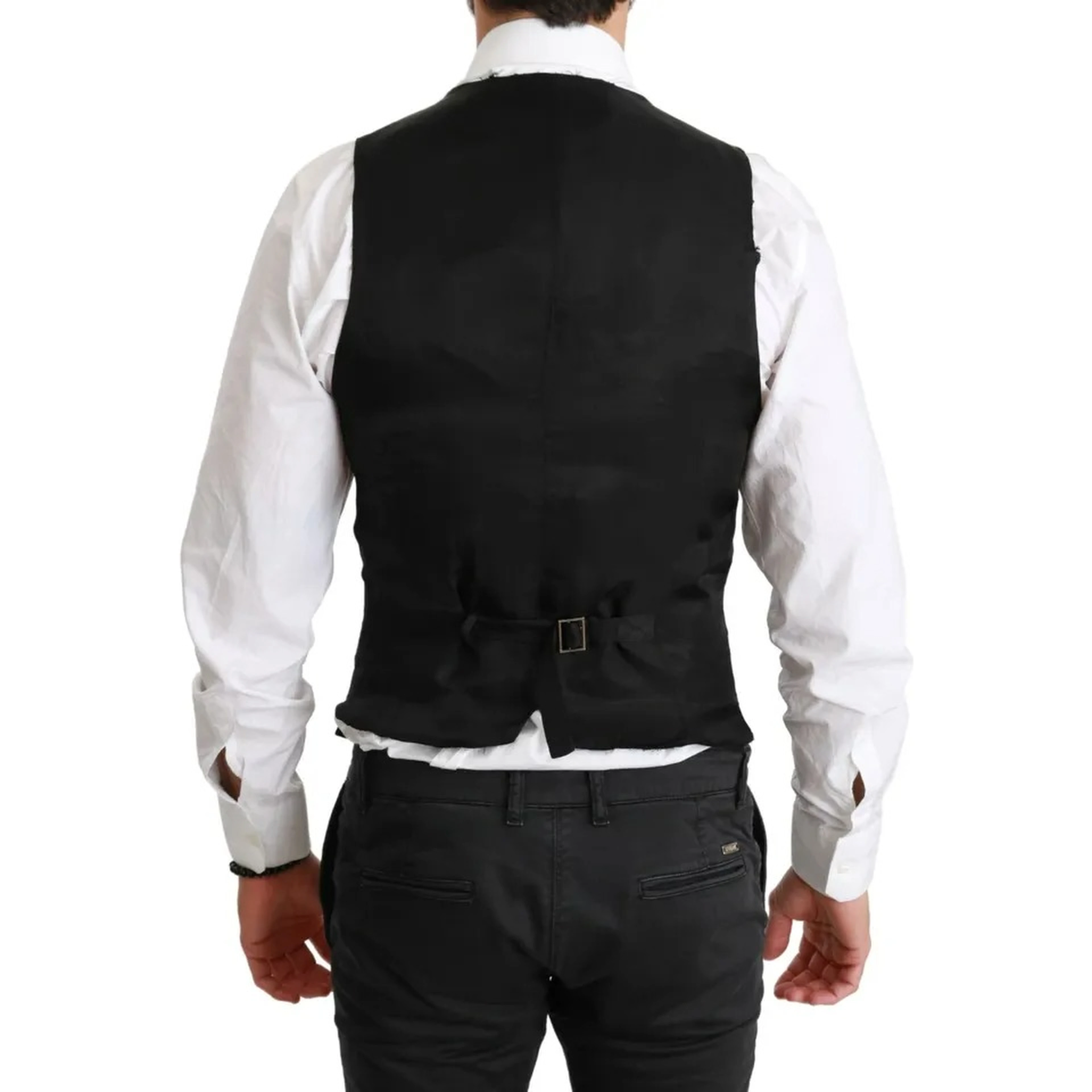 Black Solid STAFF Slim Fit Waistcoat Vest