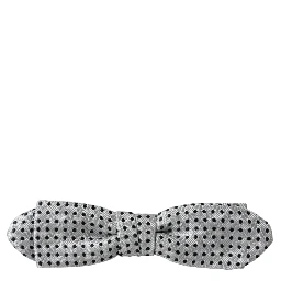 Gray Silk Polka Dot Adjustable Neck Men Papillon Bow Tie