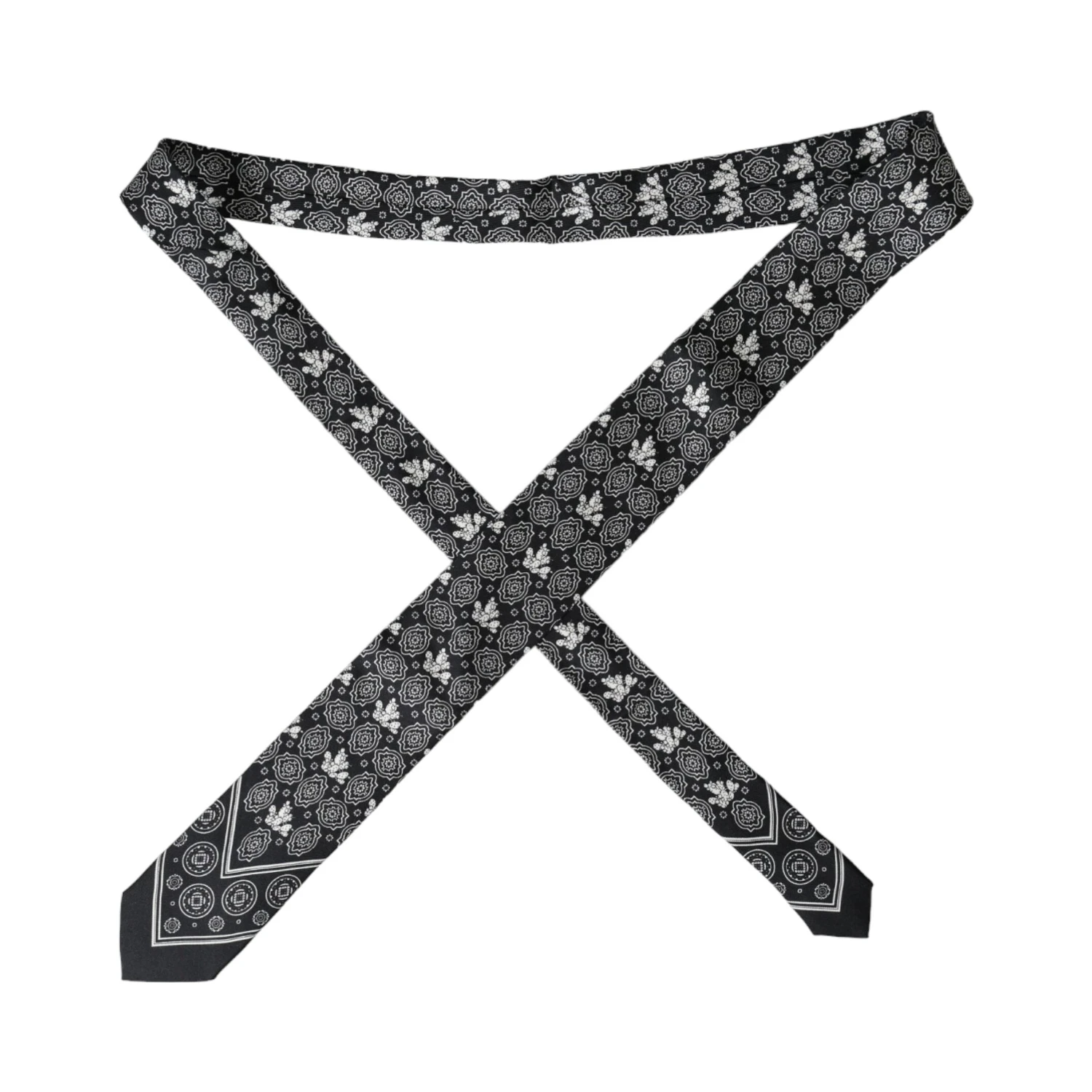 Black Patterned 100%Silk Adjustable Tie