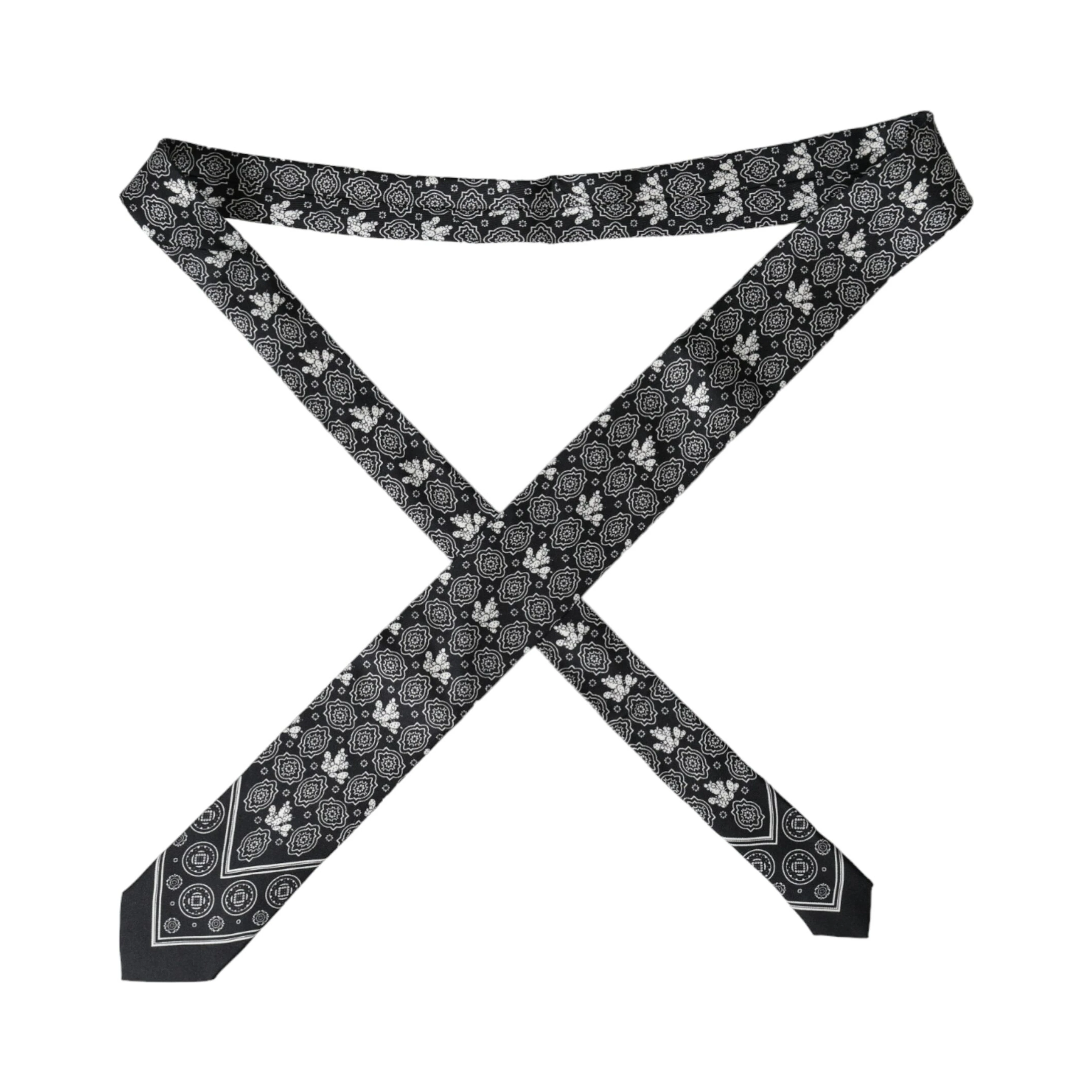 Black Patterned 100%Silk Adjustable Tie