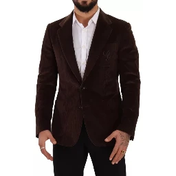 Brown Corduroy Slim Fit Coat DG Logo Blazer
