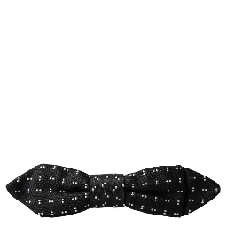 Black Silk Patterned Adjustable Neck Men Papillon Bow Tie