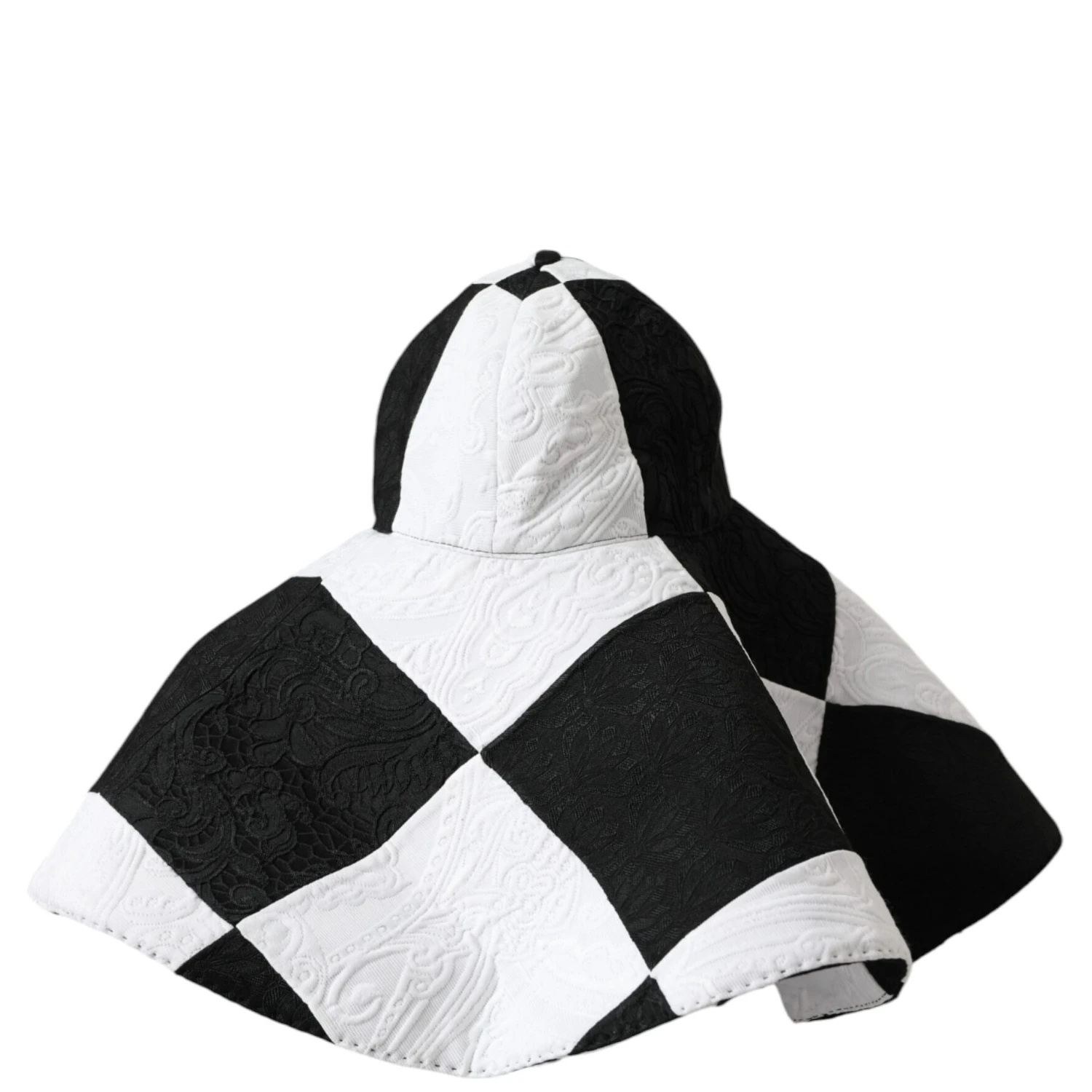 Black White Checkered Wide Brim Floppy Hat