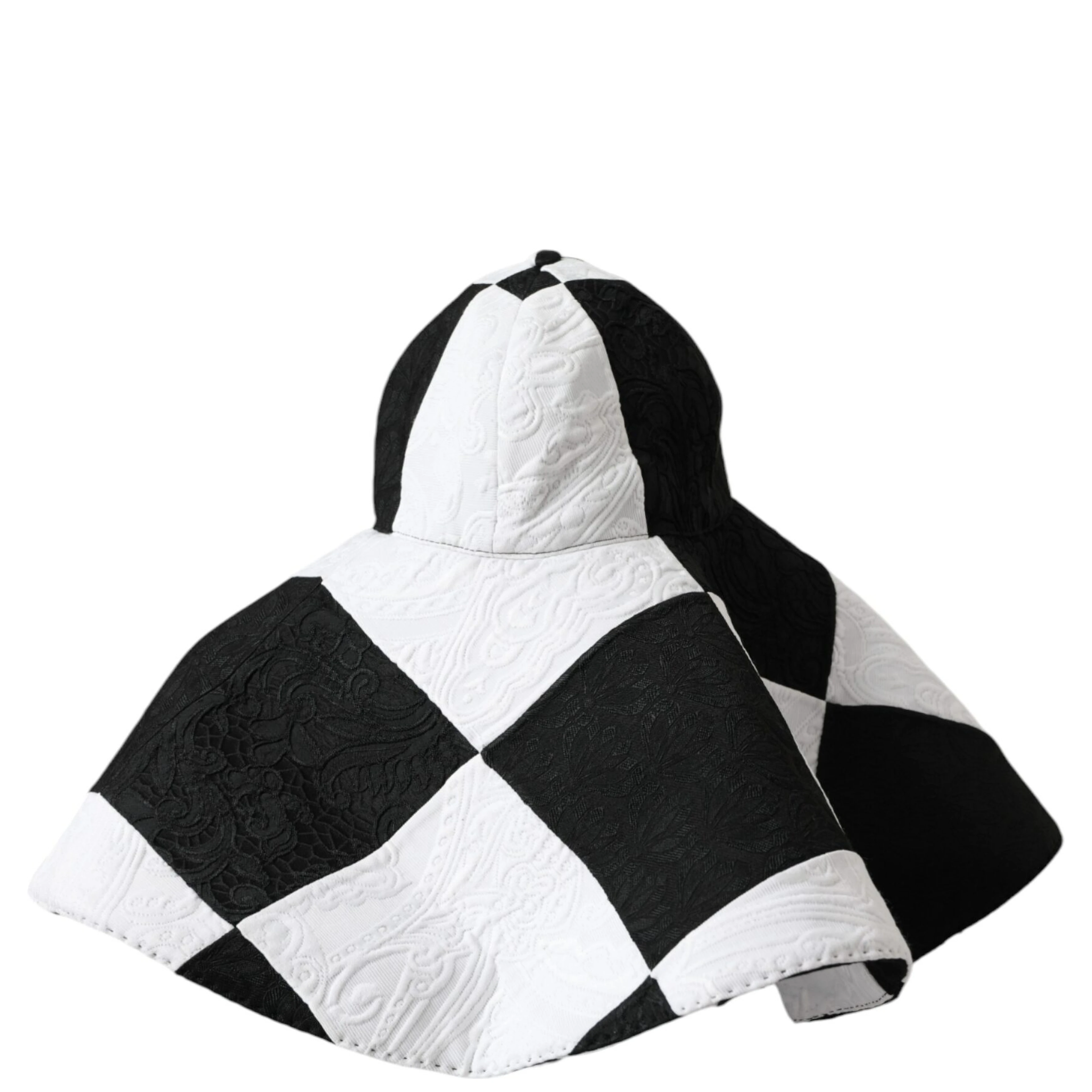Black White Checkered Wide Brim Floppy Hat