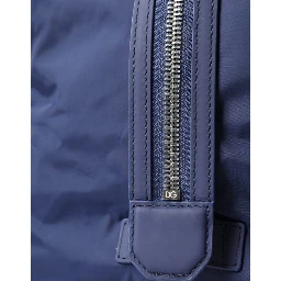 Blue Nylon Calfskin Hand Shoulder Duffel Bag