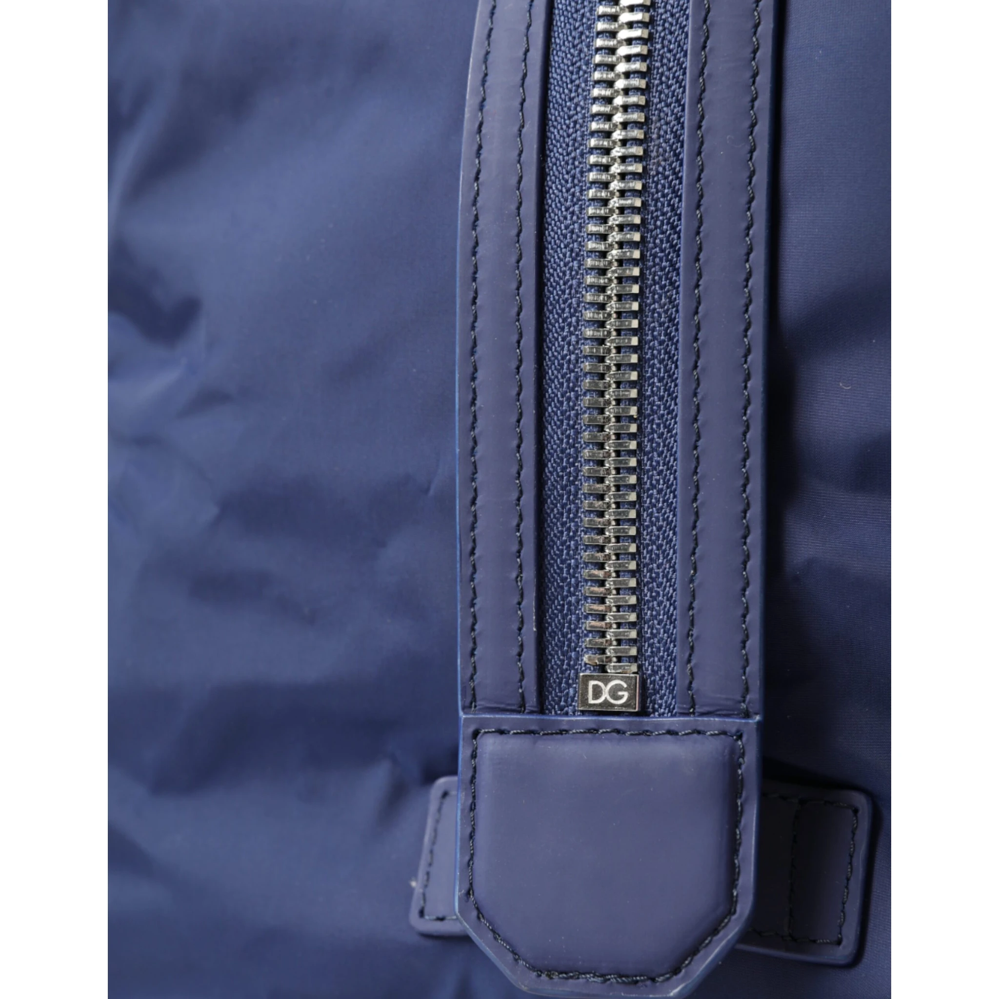 Blue Nylon Calfskin Hand Shoulder Duffel Bag