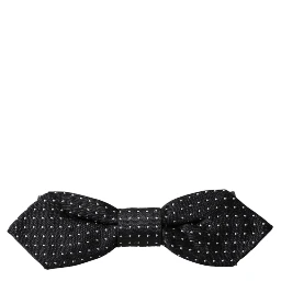 Black Silk Polka Dot Adjustable Neck Men Papillon Bow Tie