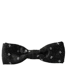Black Silk Floral Adjustable Neck Men Papillon Bow Tie