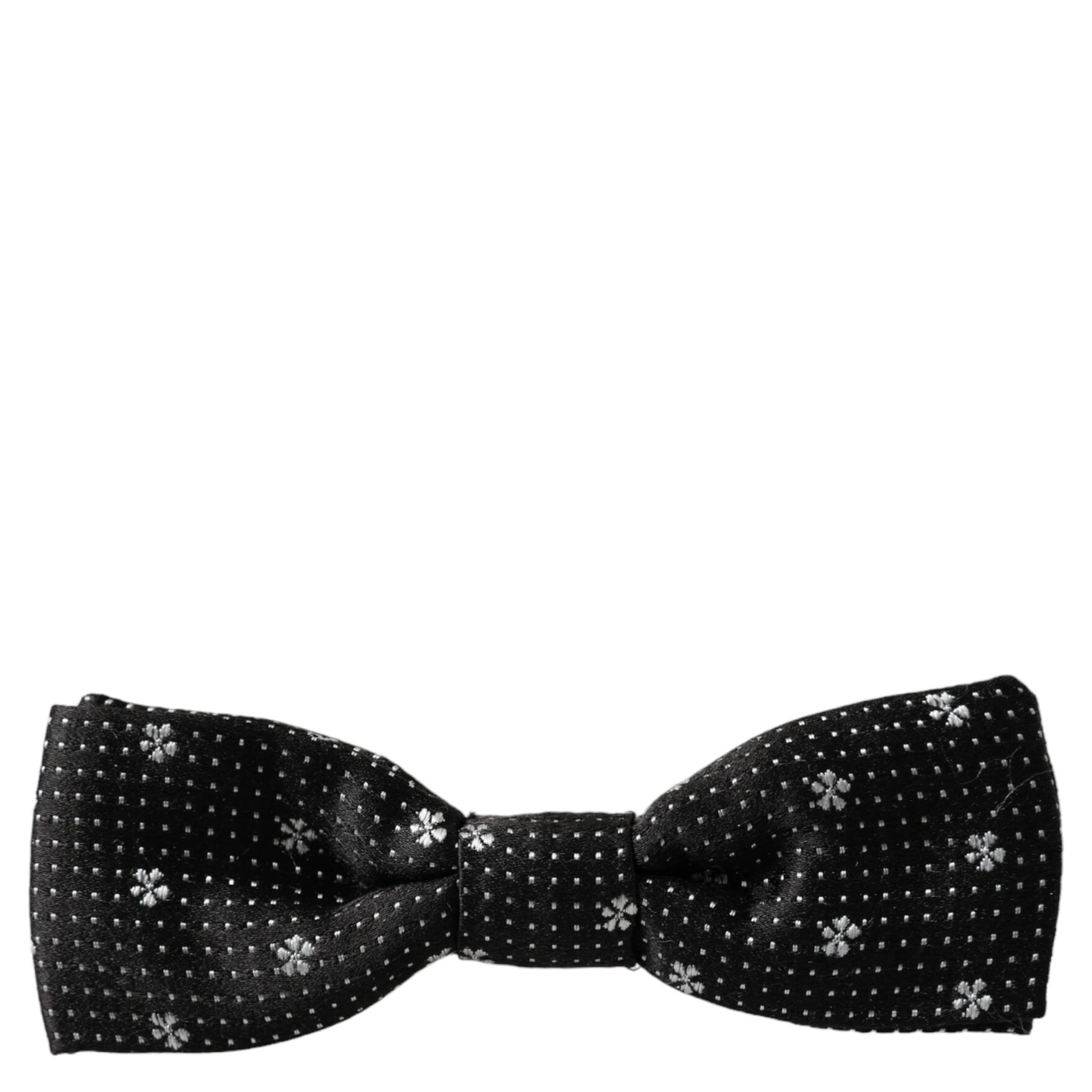 Black Silk Floral Adjustable Neck Men Papillon Bow Tie