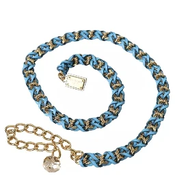 Blue Braided Gold Brass Chain Waist Belt