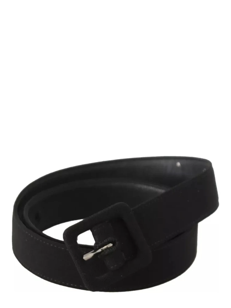 Black Velvet Leather Logo Waist Buckle Belt alternative