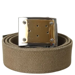 Brown Canvas Square Metal Buckle Men Belt