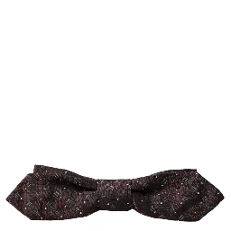 Maroon Silk Patterned Adjustable Neck Papillon Bow Tie