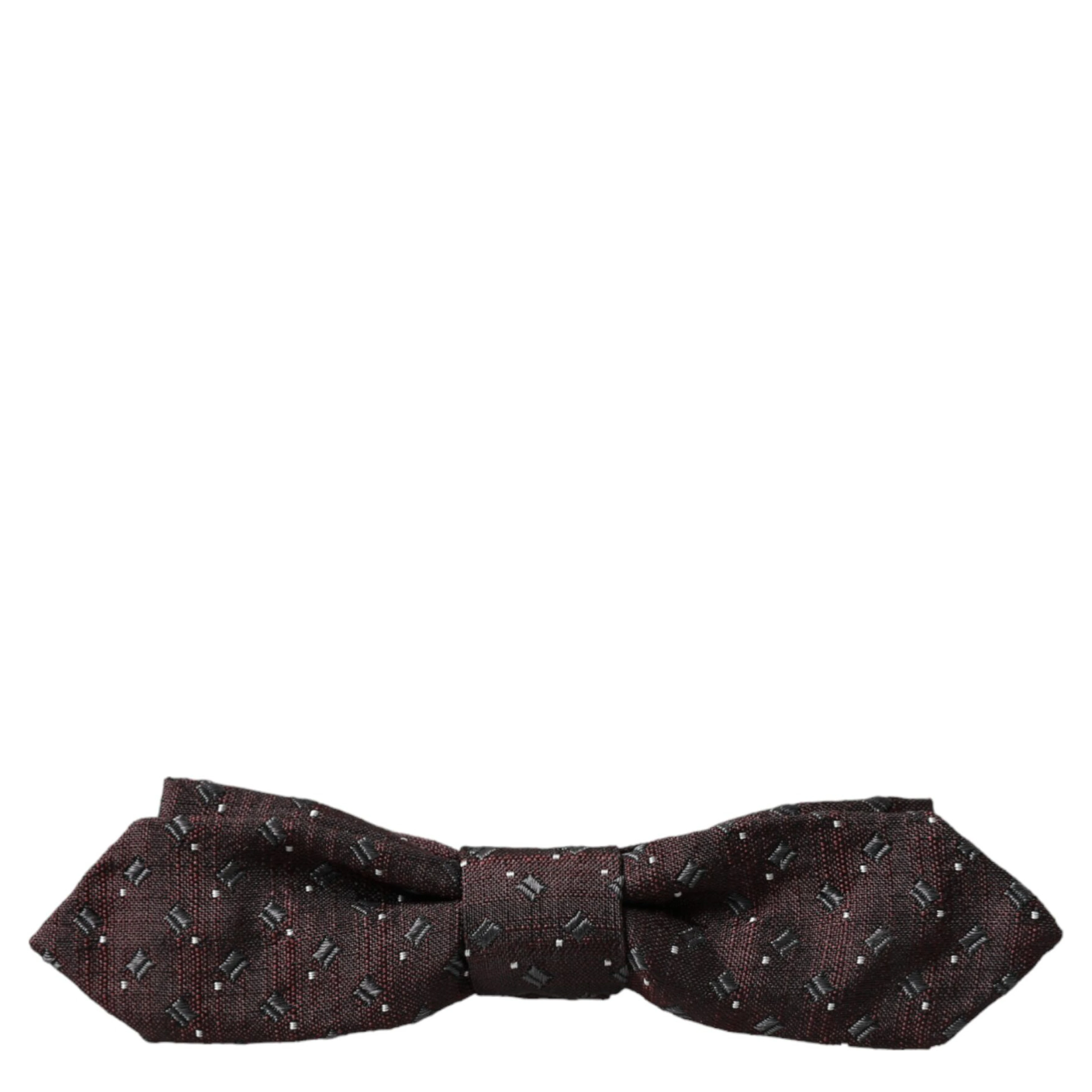 Maroon Silk Patterned Adjustable Neck Papillon Bow Tie