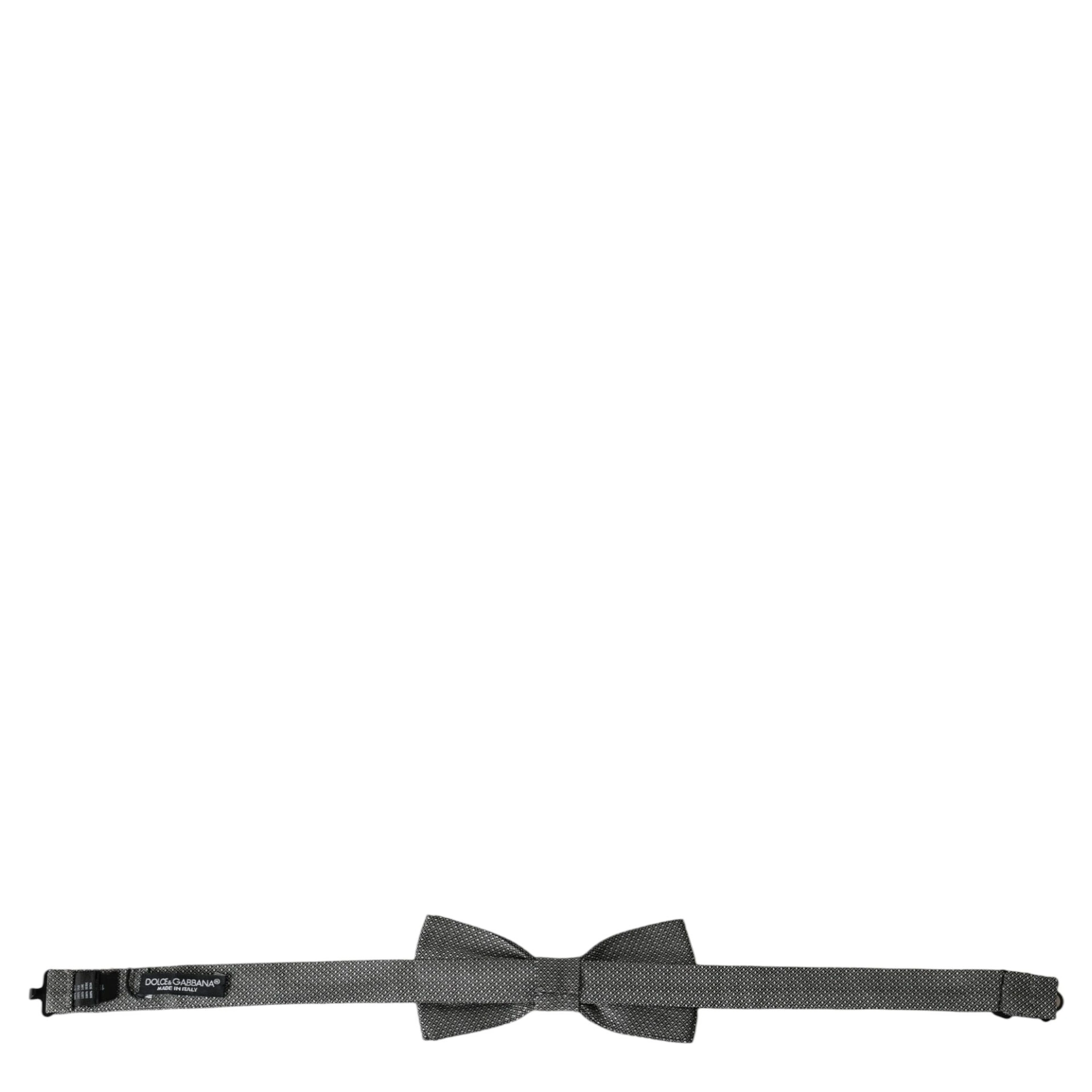 Gray Silk Patterned Adjustable Neck Men Papillon Bow Tie