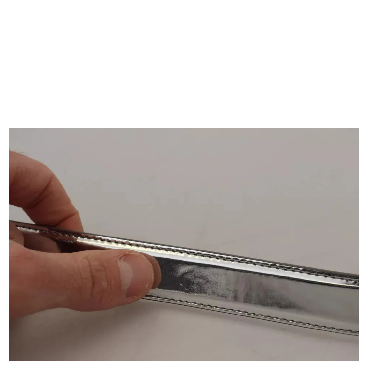 Silver Leather Metal Buckle Belt