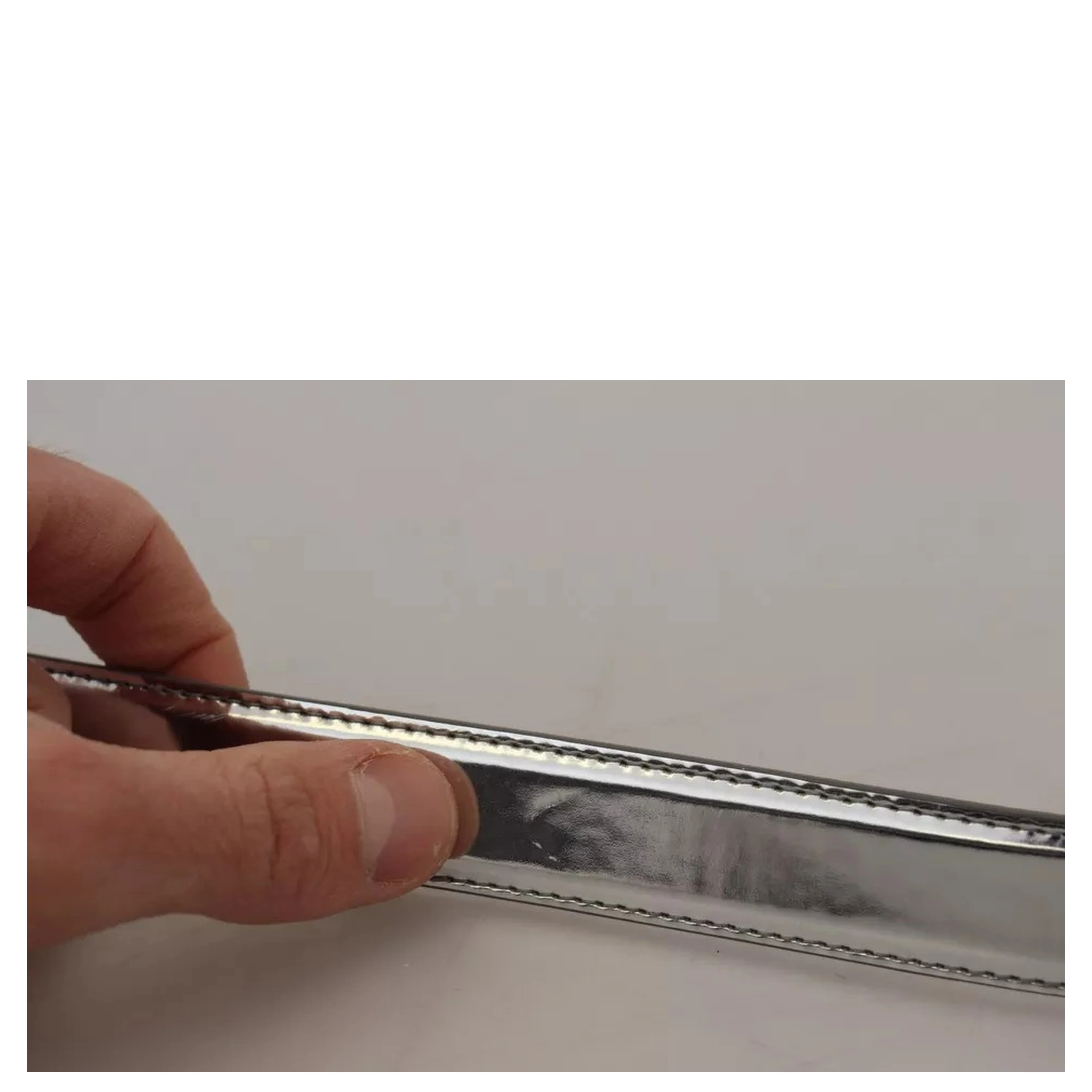 Silver Leather Metal Buckle Belt