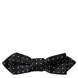 Black Silk Polka Dot Adjustable Neck Men Papillon Bow Tie