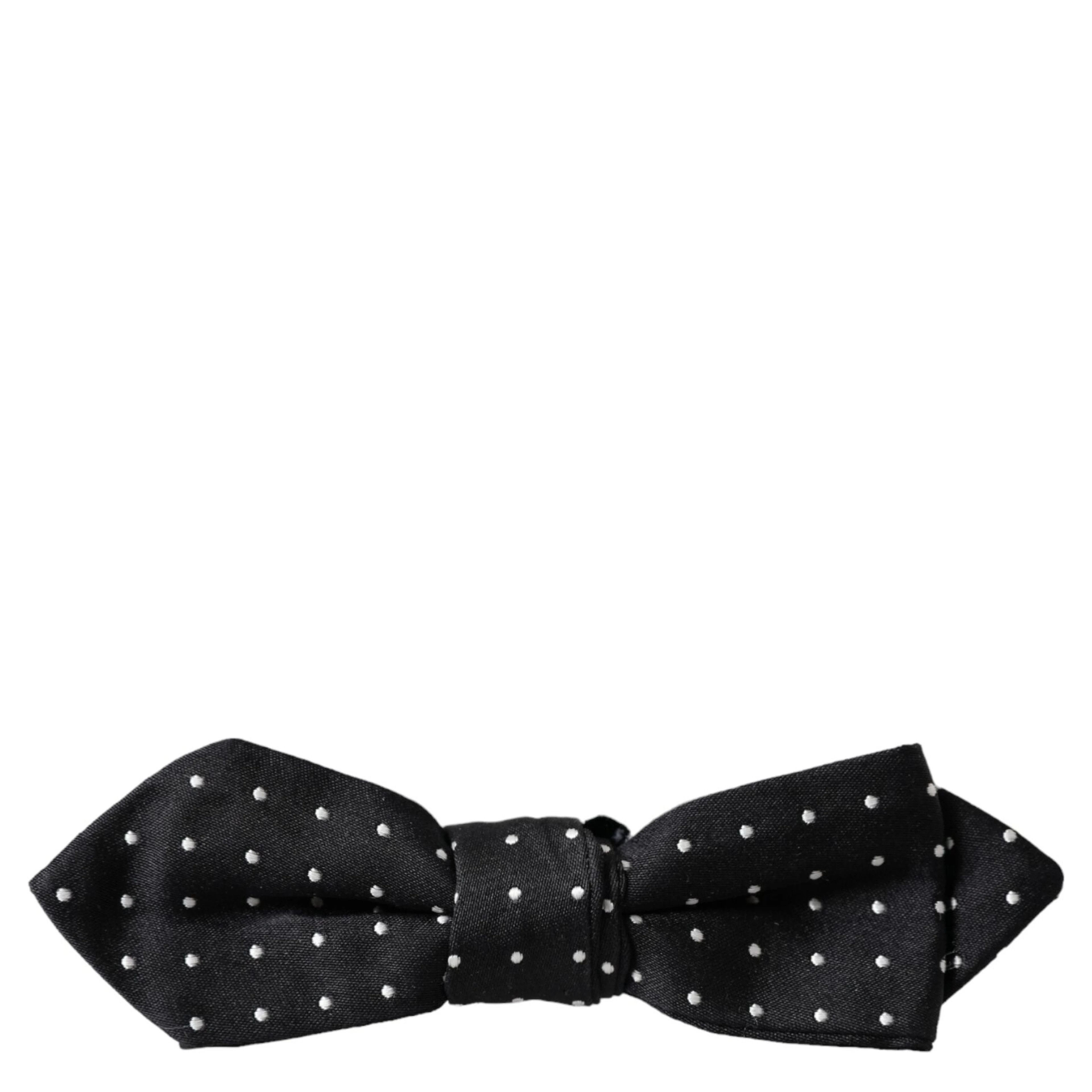 Black Silk Polka Dot Adjustable Neck Men Papillon Bow Tie