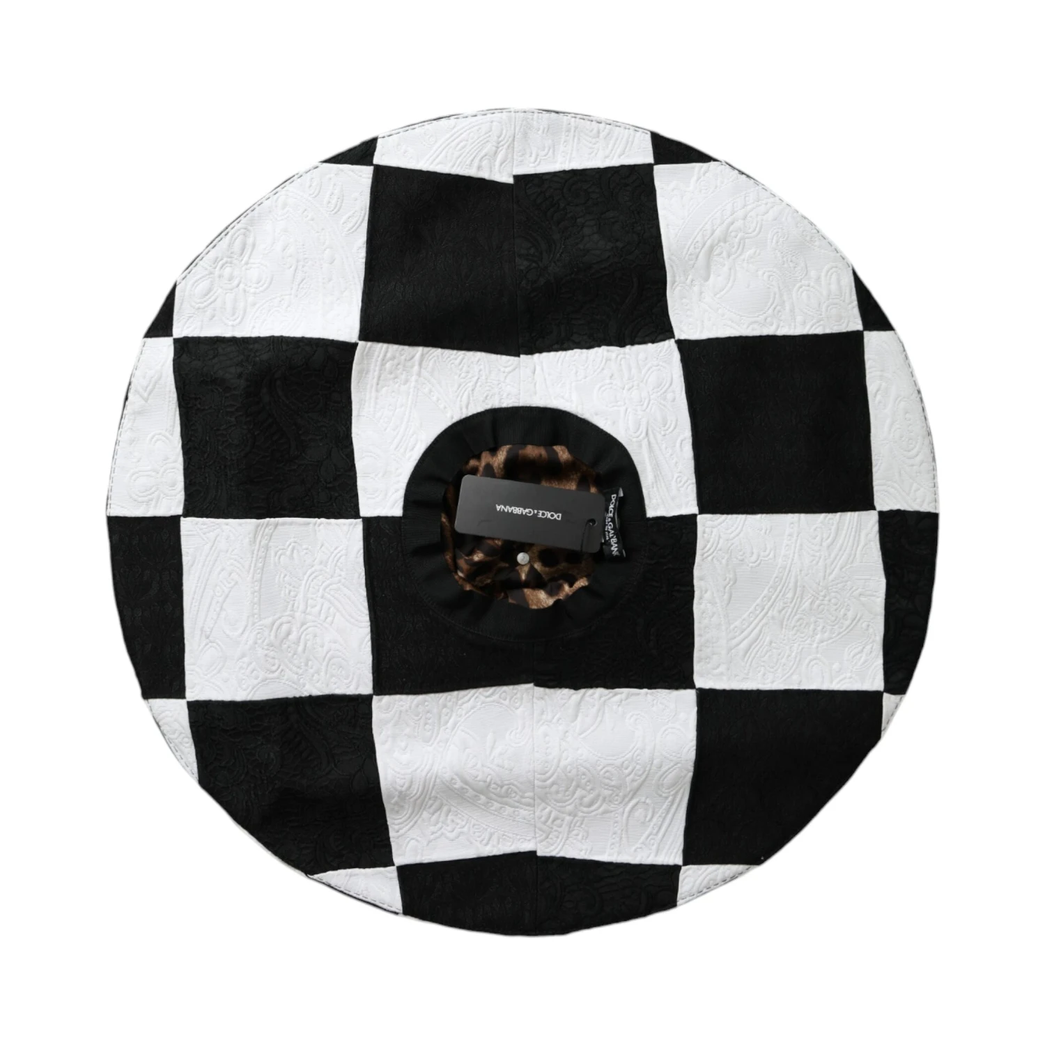 Black White Checkered Wide Brim Floppy Hat