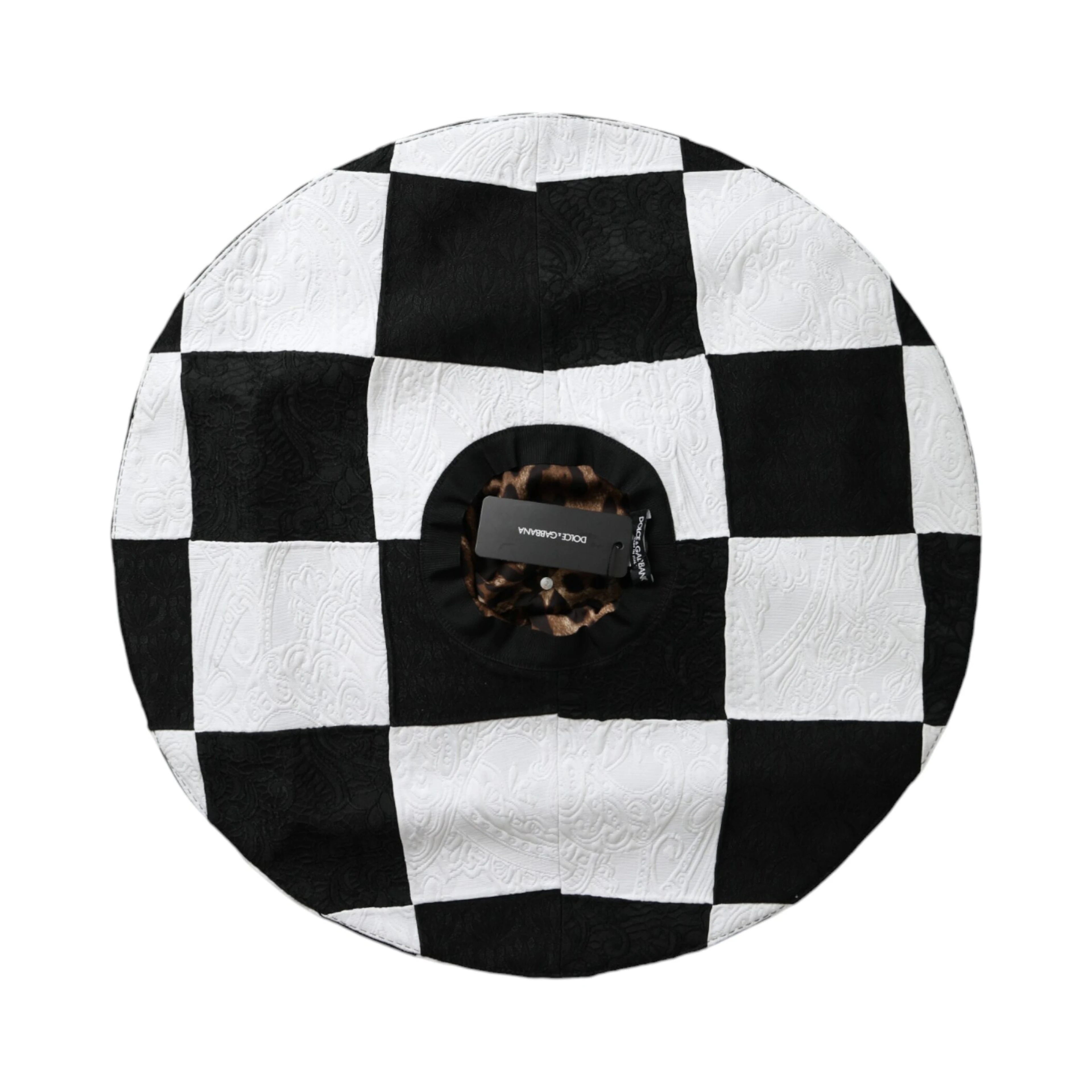 Black White Checkered Wide Brim Floppy Hat