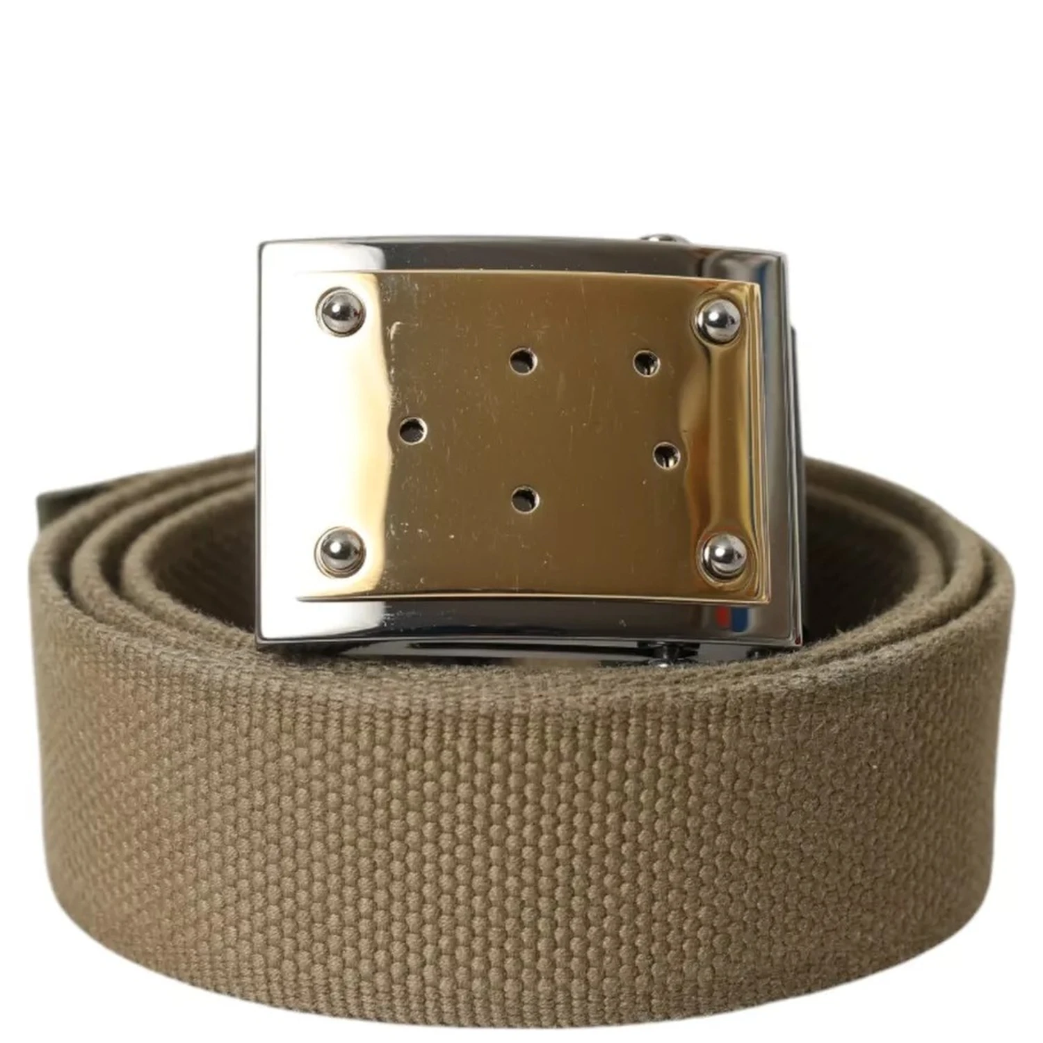 Brown Canvas Square Metal Buckle Men Belt