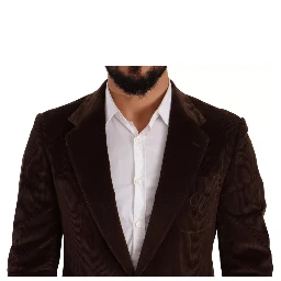 Brown Corduroy Slim Fit Coat DG Logo Blazer