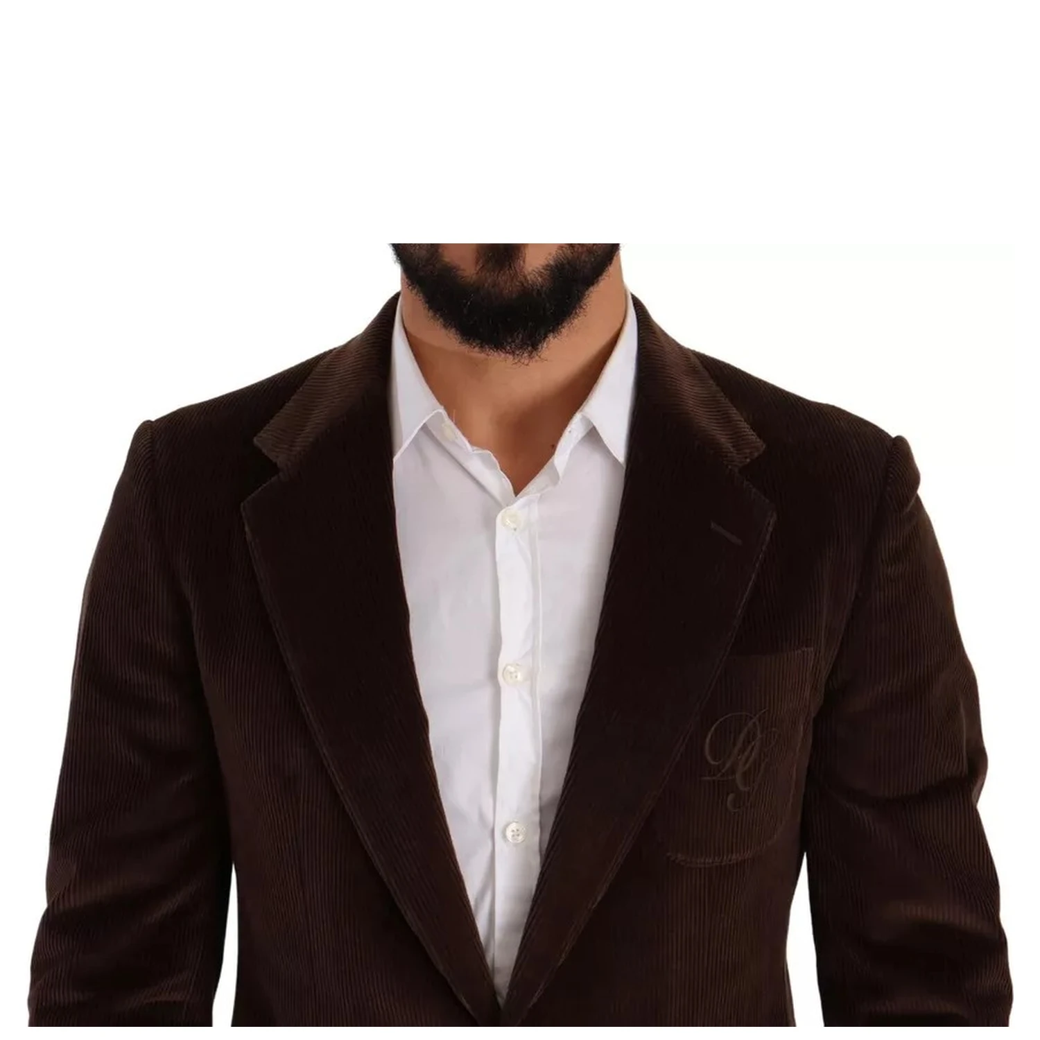 Brown Corduroy Slim Fit Coat DG Logo Blazer