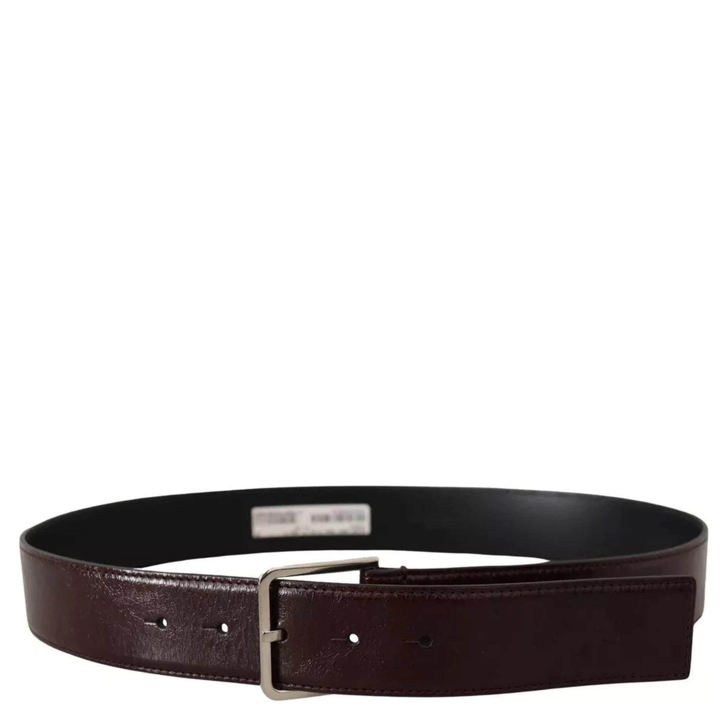 Dark Brown Leather Logo Engraved Metal Buckle Belt
