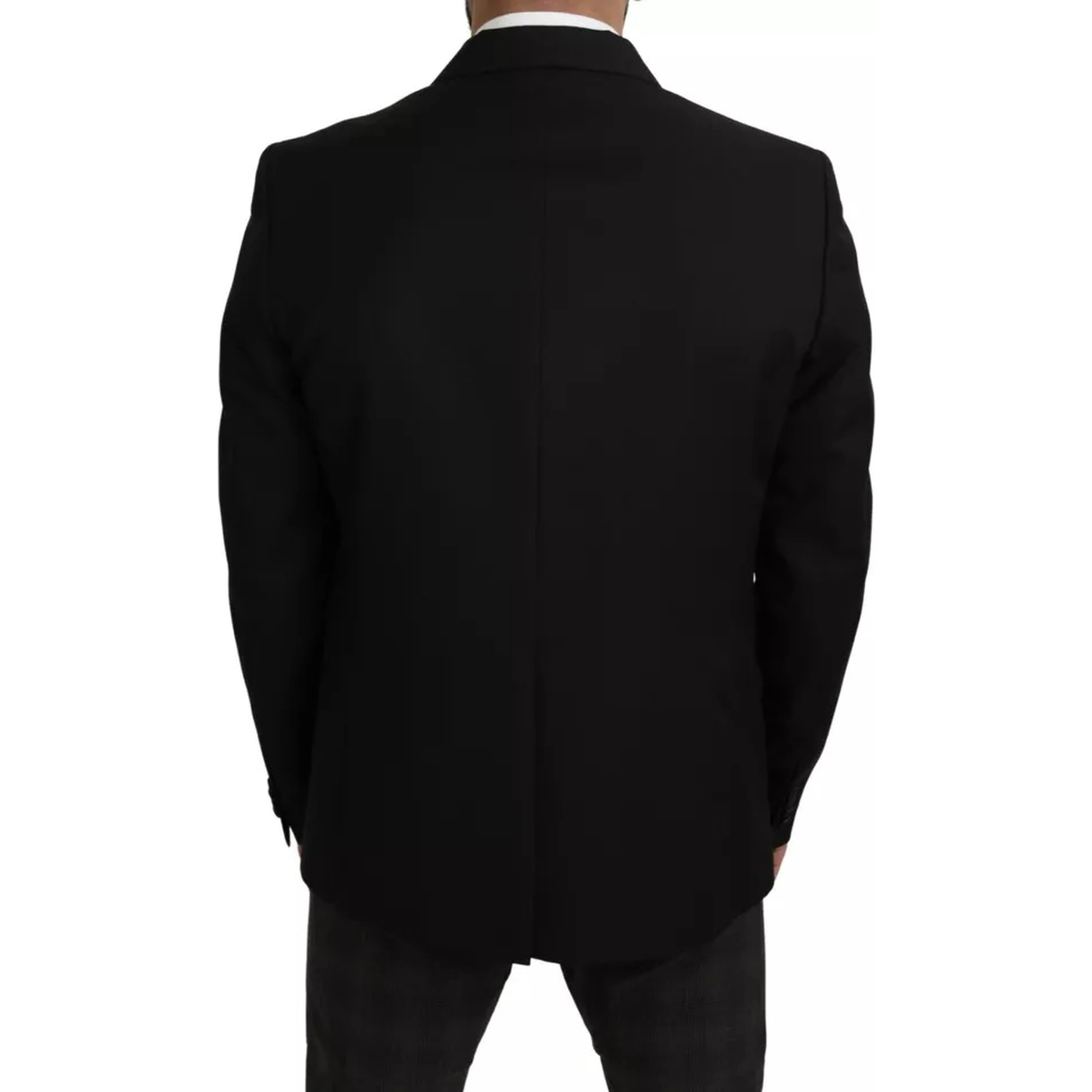 Black Wool Slim Fit Notch Jacket Blazer