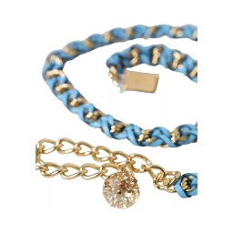 Blue Braided Gold Brass Chain Waist Belt