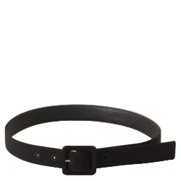 Black Velvet Leather Logo Waist Buckle Belt