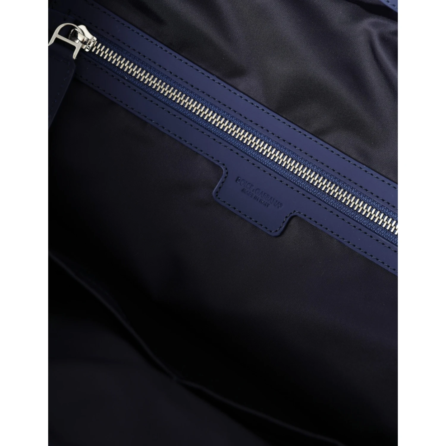 Blue Nylon Calfskin Hand Shoulder Duffel Bag