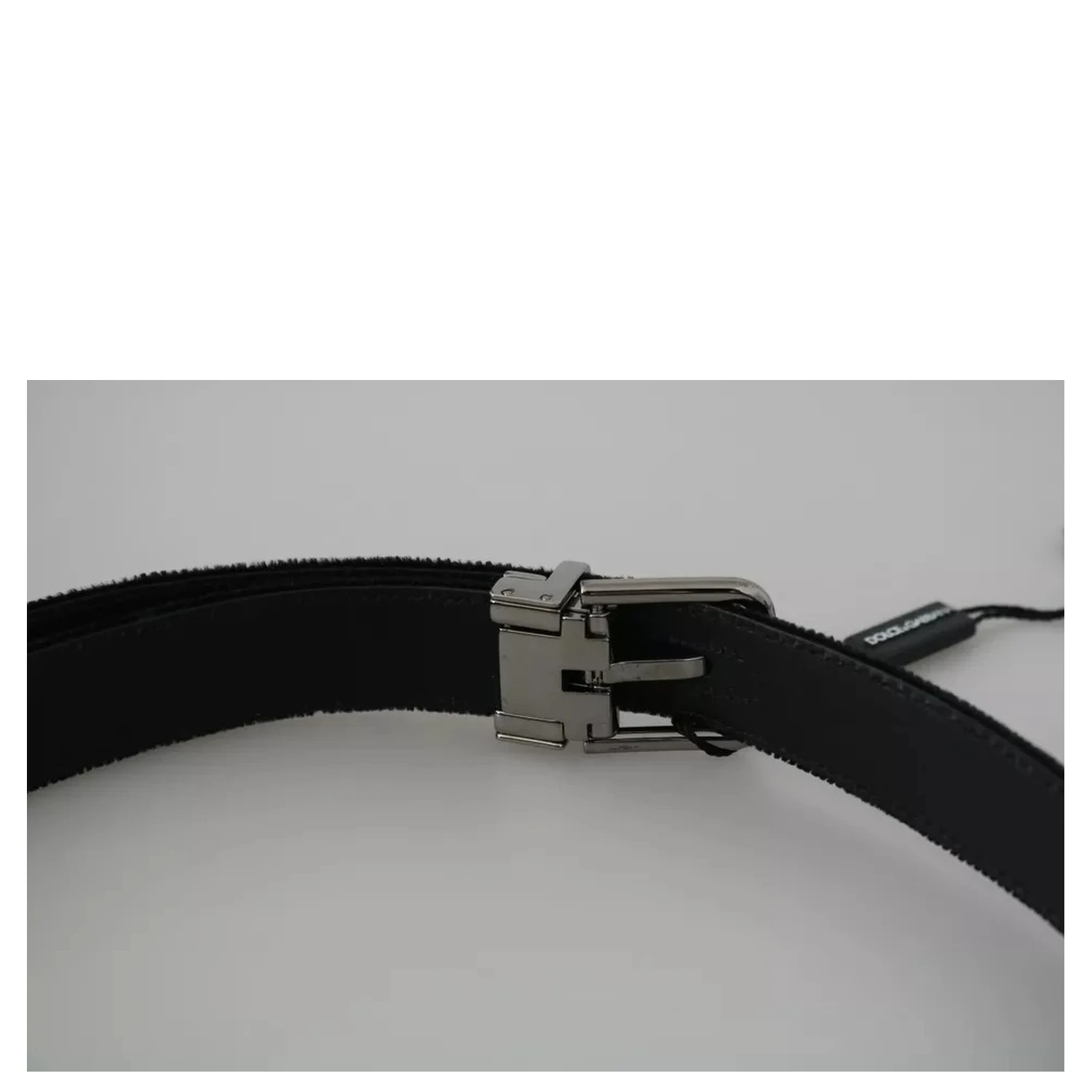 Black Velvet Leather Silver Buckle Belt