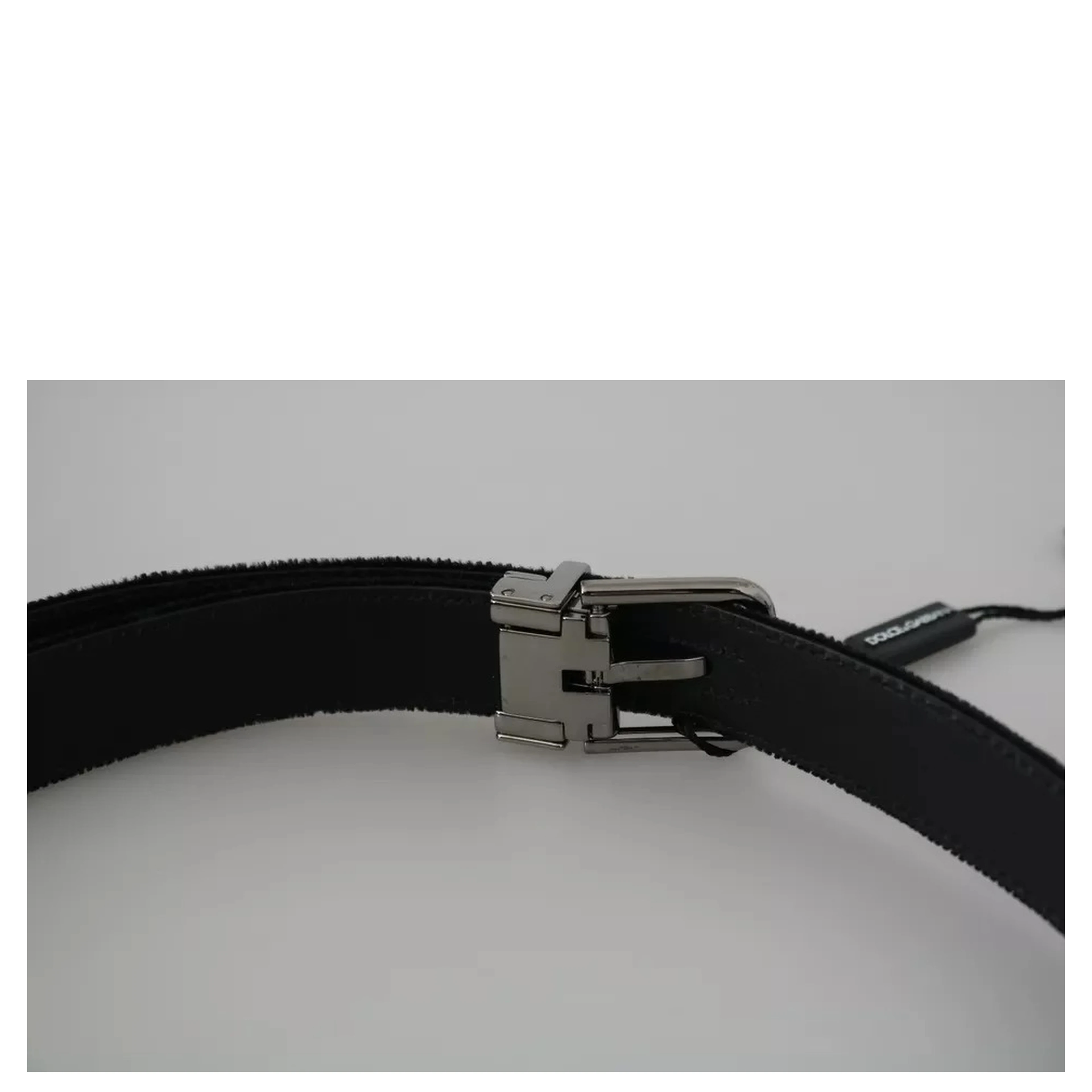 Black Velvet Leather Silver Buckle Belt