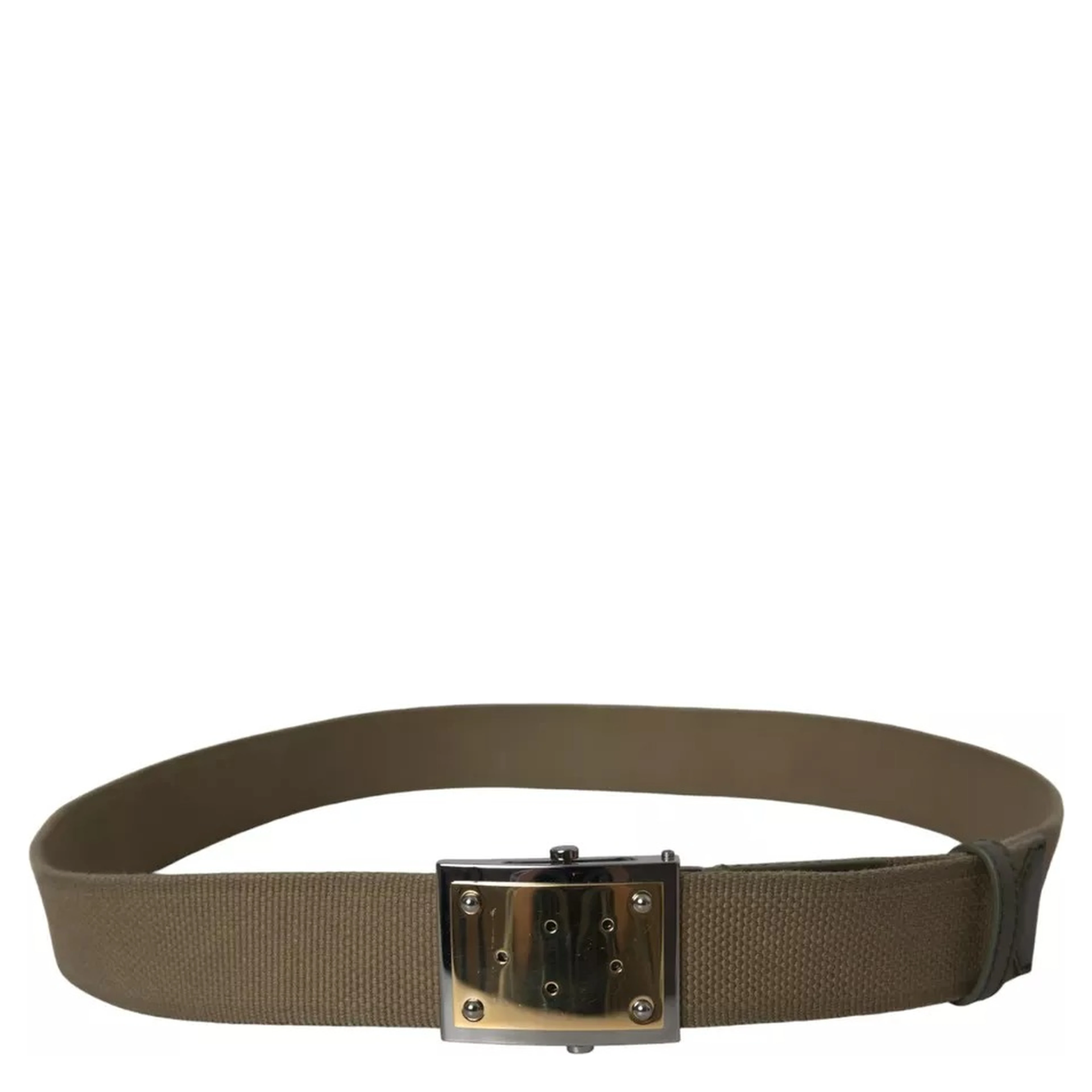 Brown Canvas Square Metal Buckle Men Belt