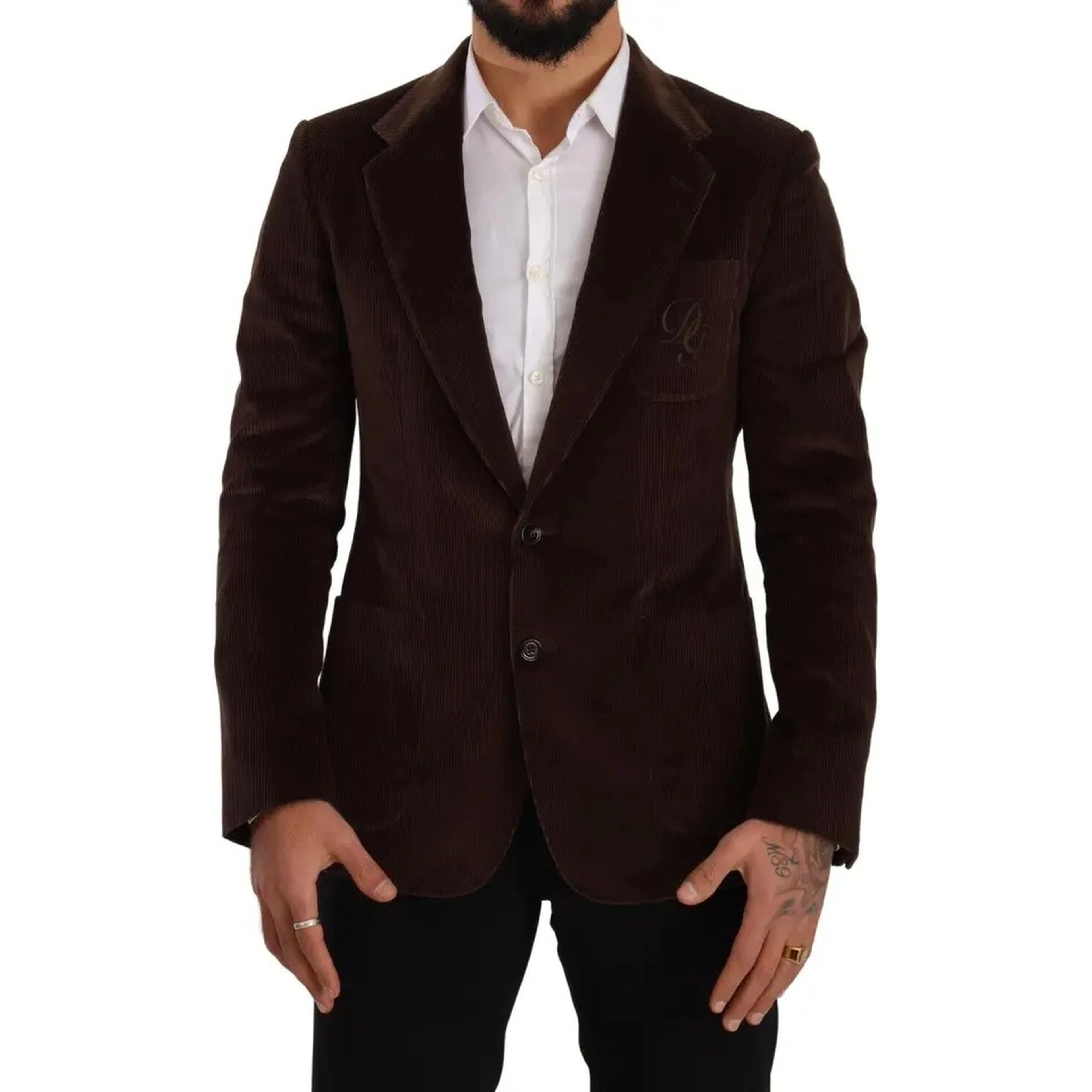 Brown Corduroy Slim Fit Coat DG Logo Blazer