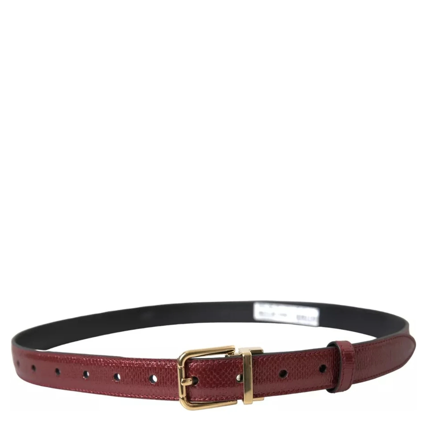 Maroon Leather Gold Metal Buckle Men Belt