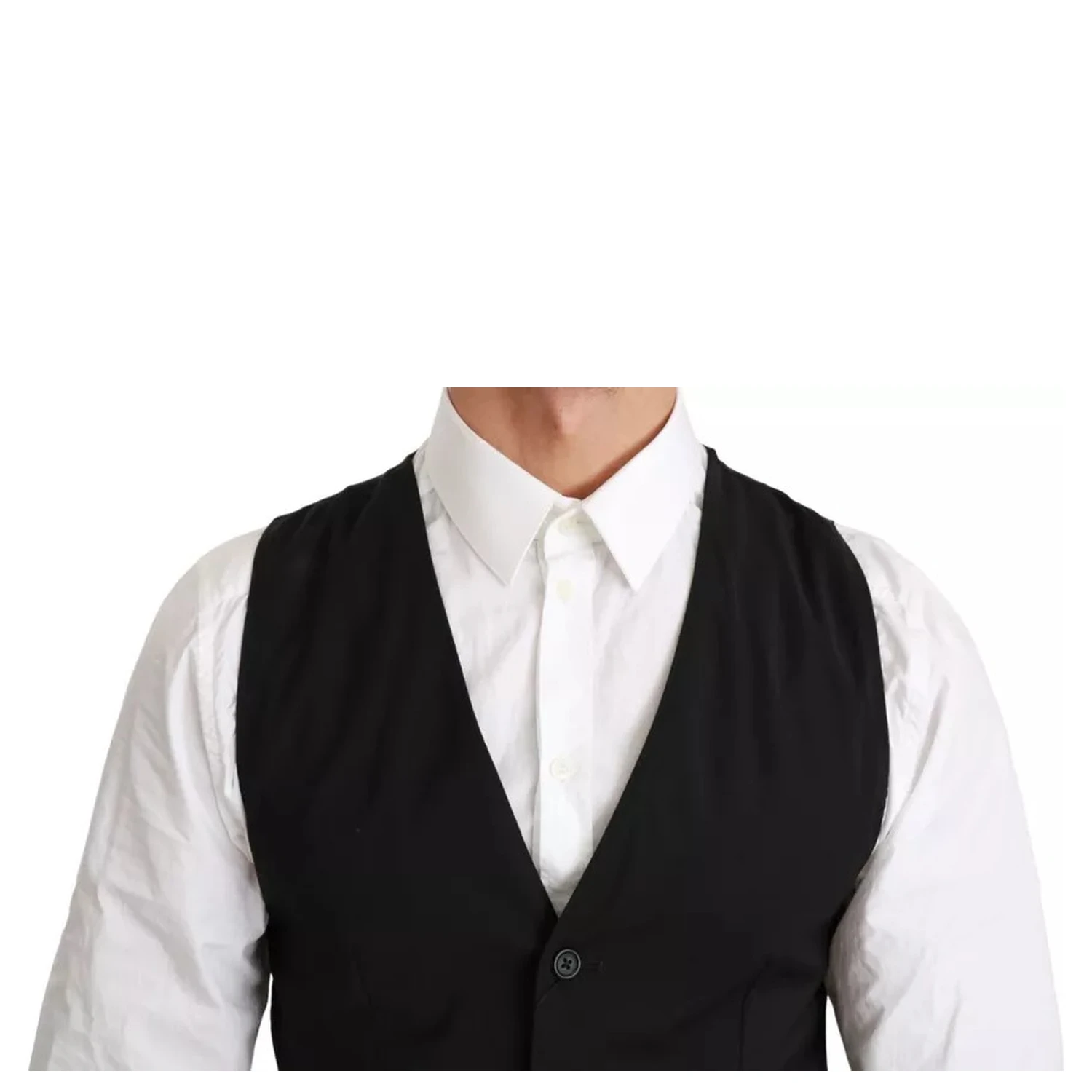Black Solid STAFF Slim Fit Waistcoat Vest