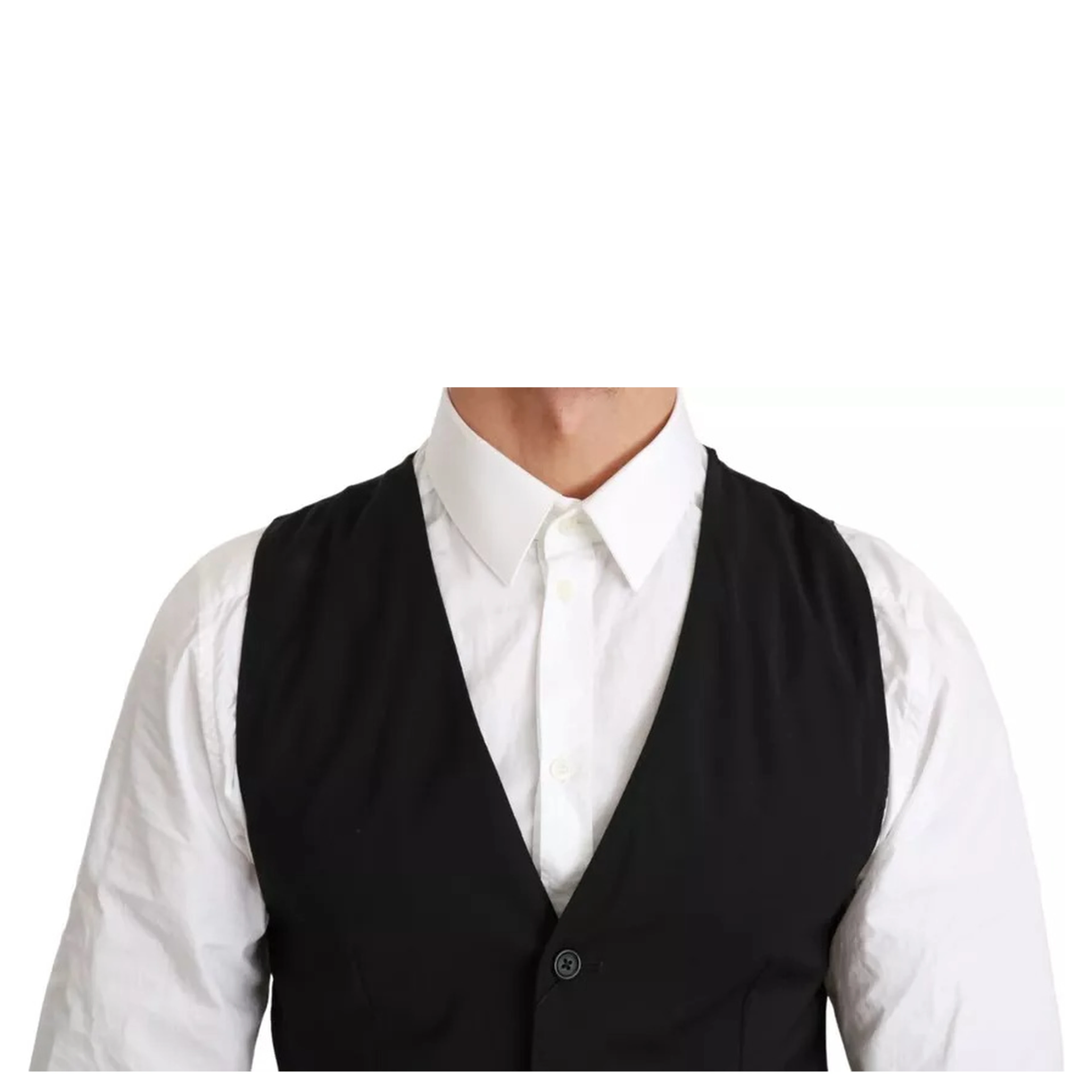 Black Solid STAFF Slim Fit Waistcoat Vest
