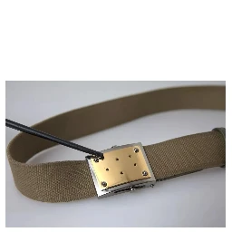 Brown Canvas Square Metal Buckle Men Belt