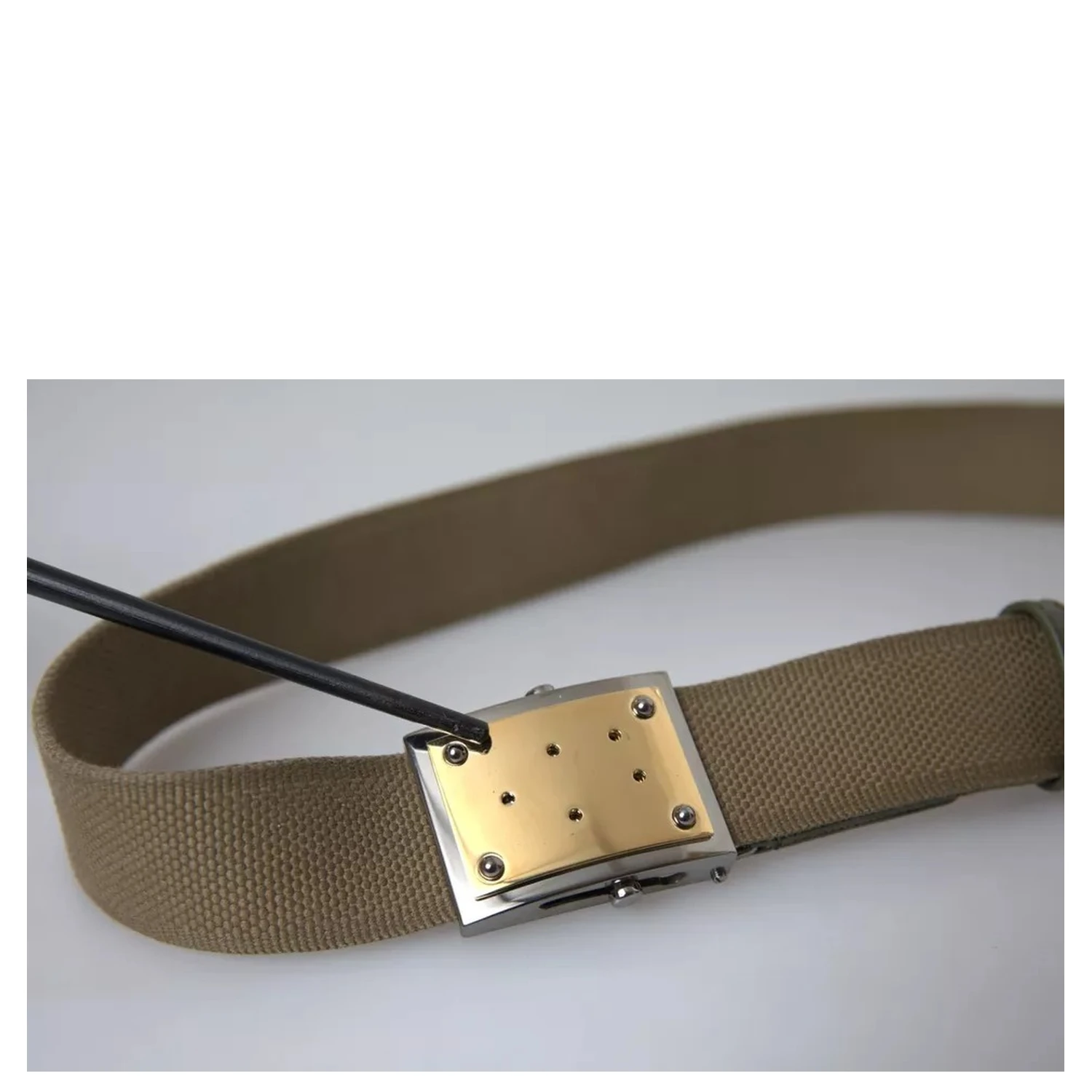 Brown Canvas Square Metal Buckle Men Belt