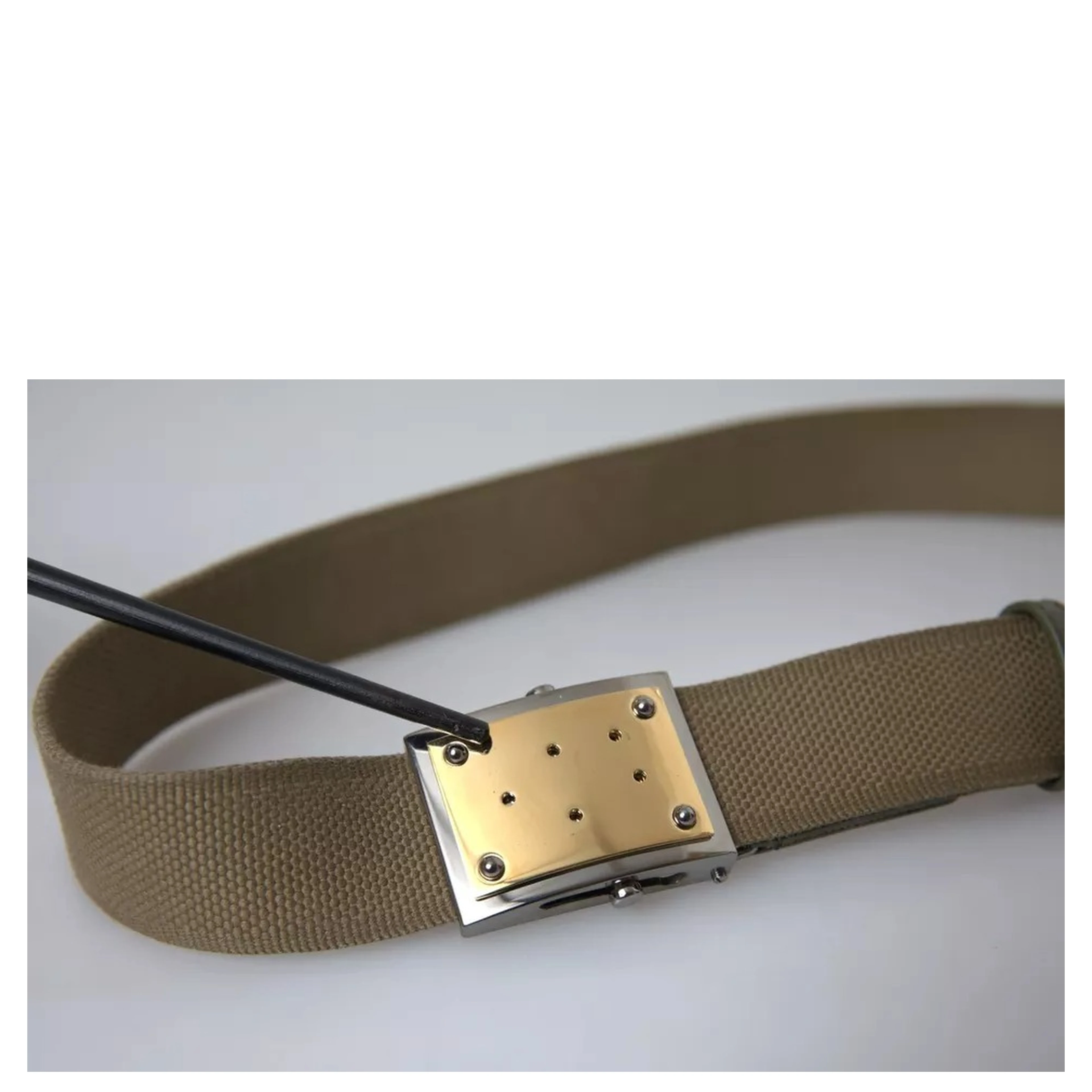 Brown Canvas Square Metal Buckle Men Belt