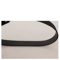 Black Velvet Leather Logo Waist Buckle Belt
