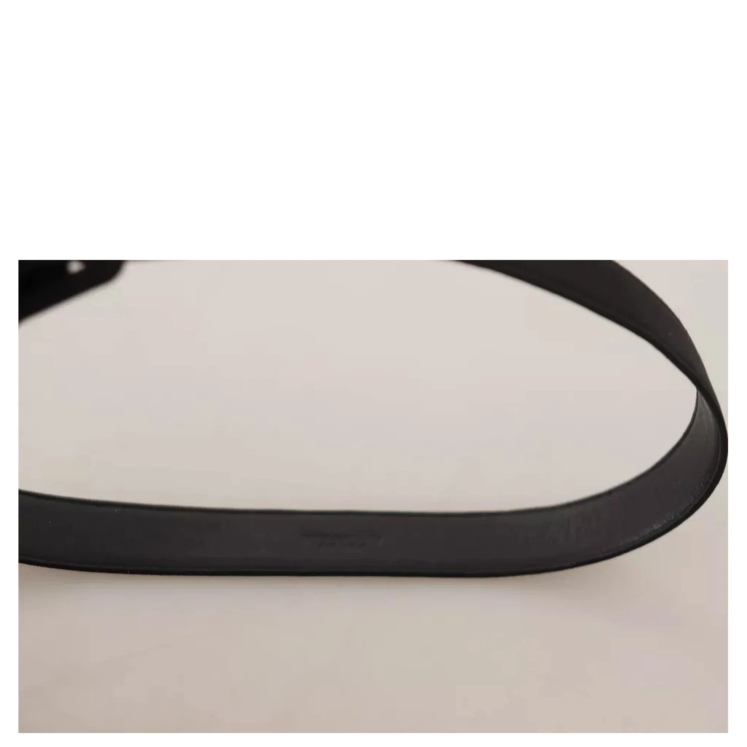 Black Velvet Leather Logo Waist Buckle Belt