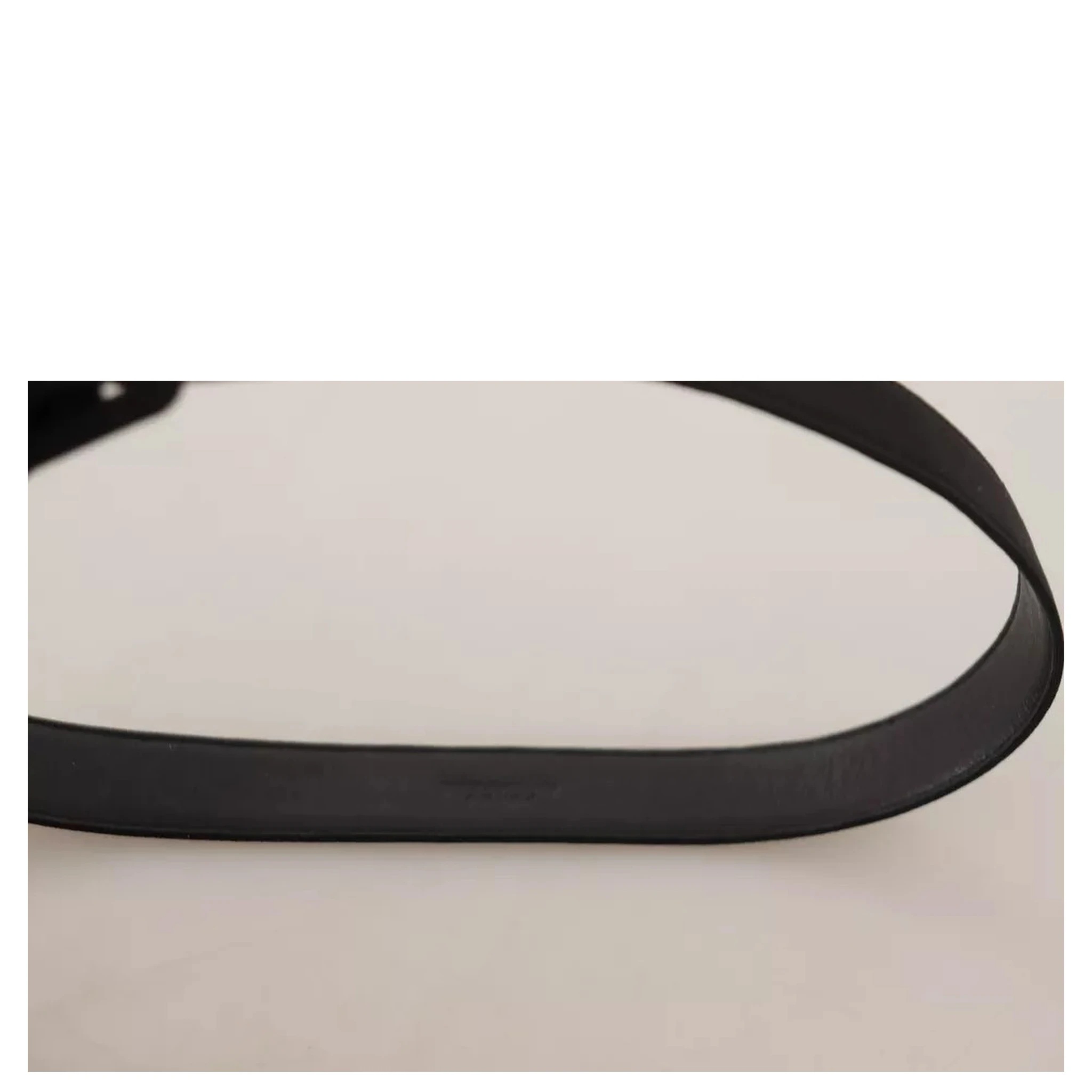 Black Velvet Leather Logo Waist Buckle Belt